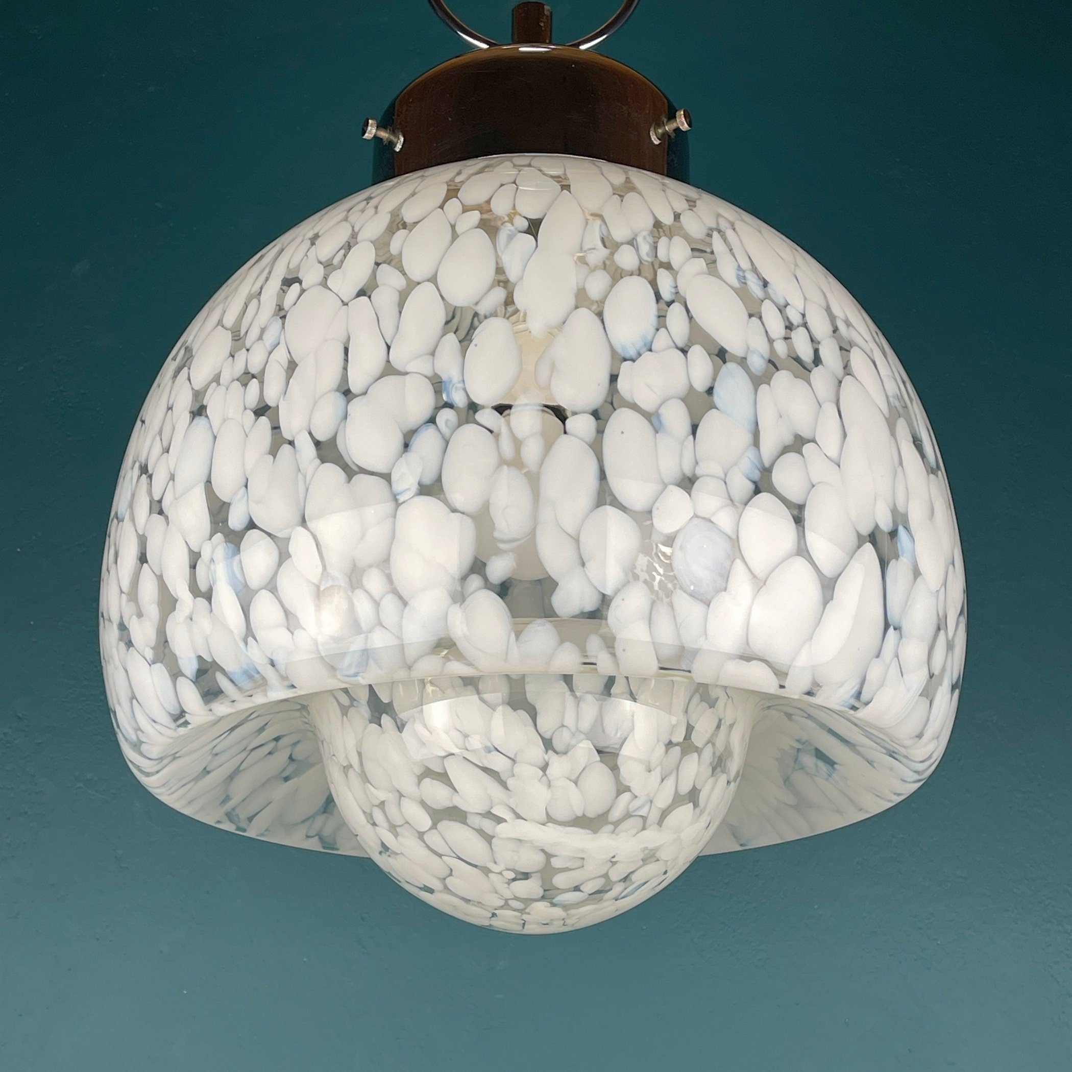 Vintage Murano Glass Mushroom Pendant Lamp: Carlo Nason Mazzega, Italy 1960s