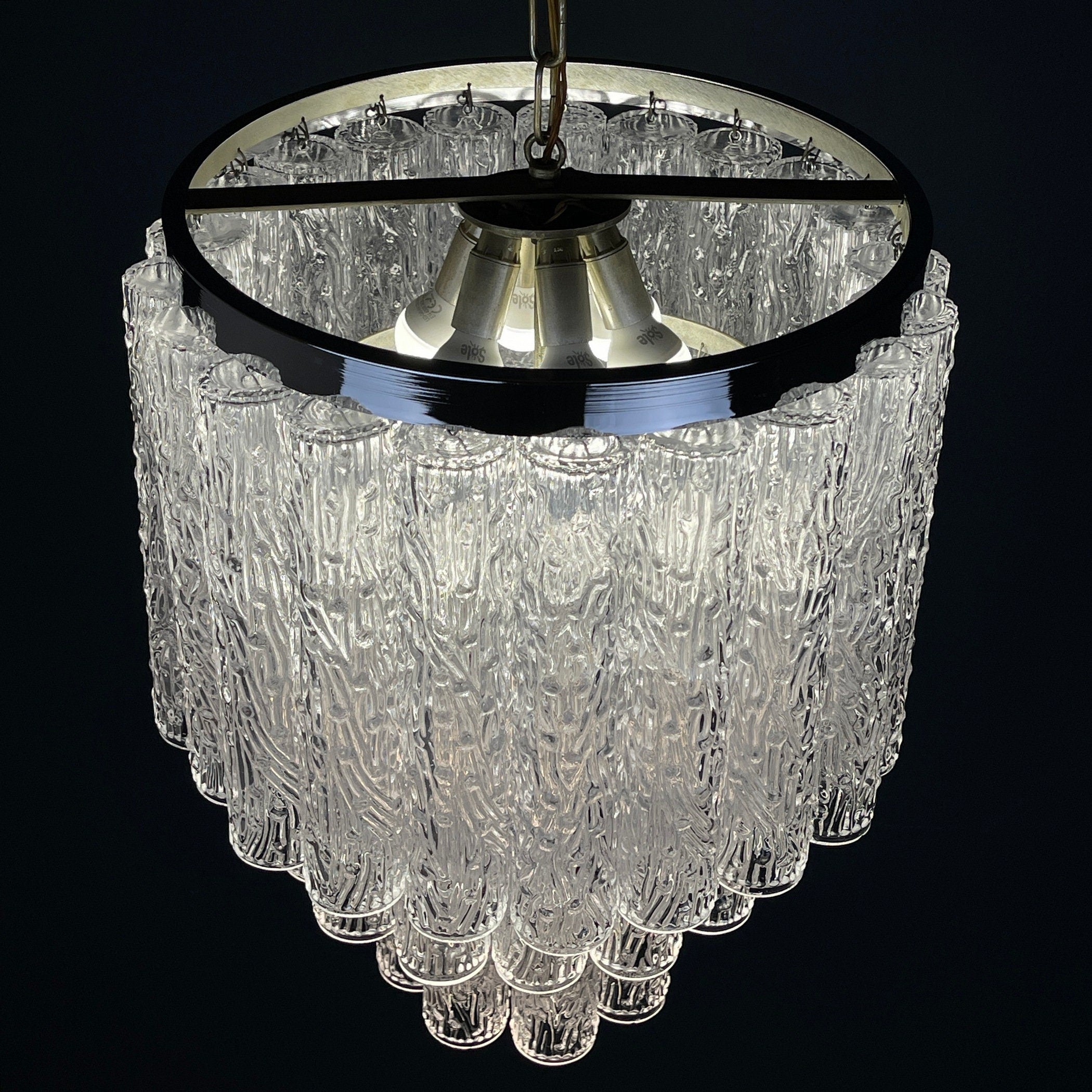 Mid-century murano glass chandelier Tronchi by Toni Zuccheri for Venini Italy 1960s