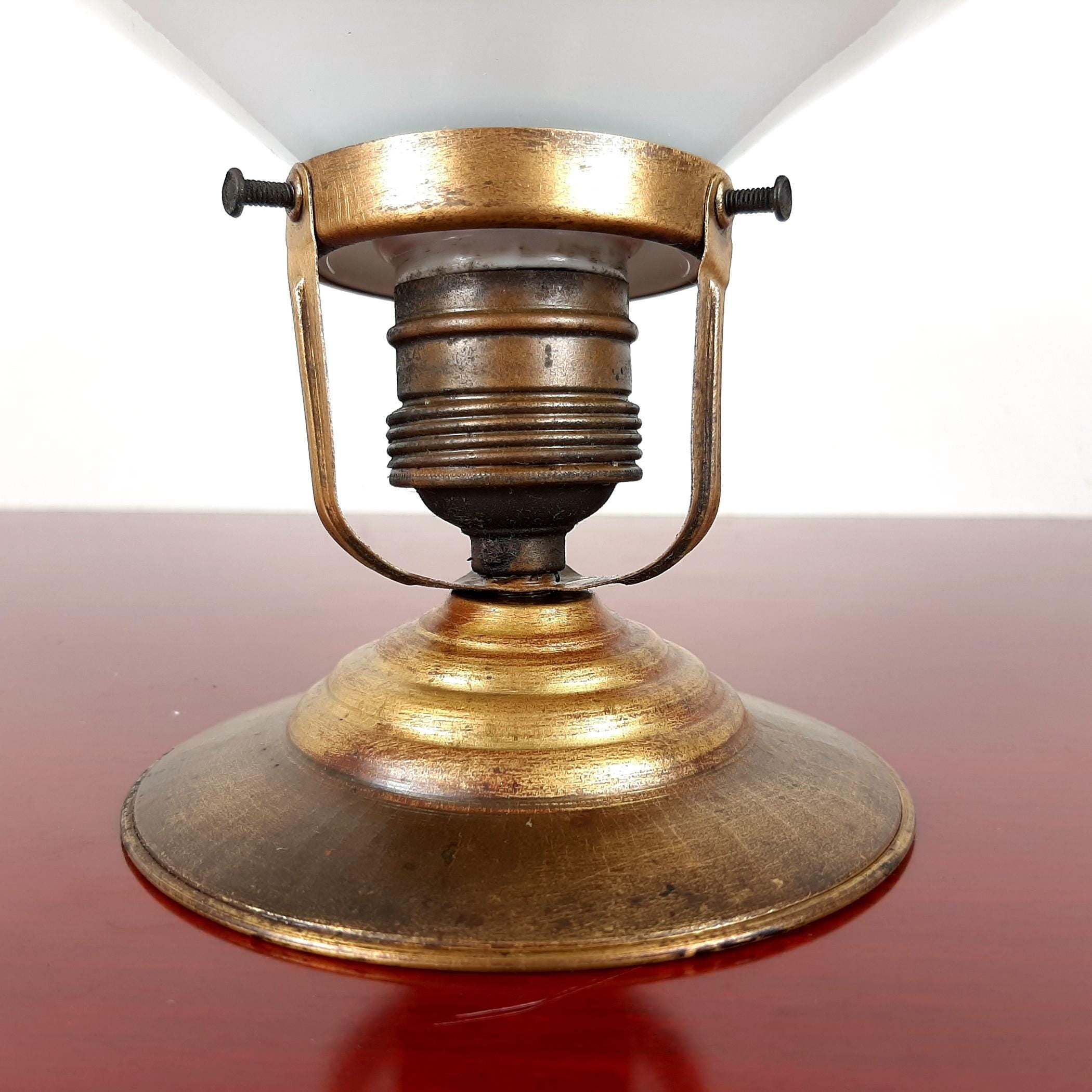 Vintage Small White Pendant Lamp, Italy 1940s