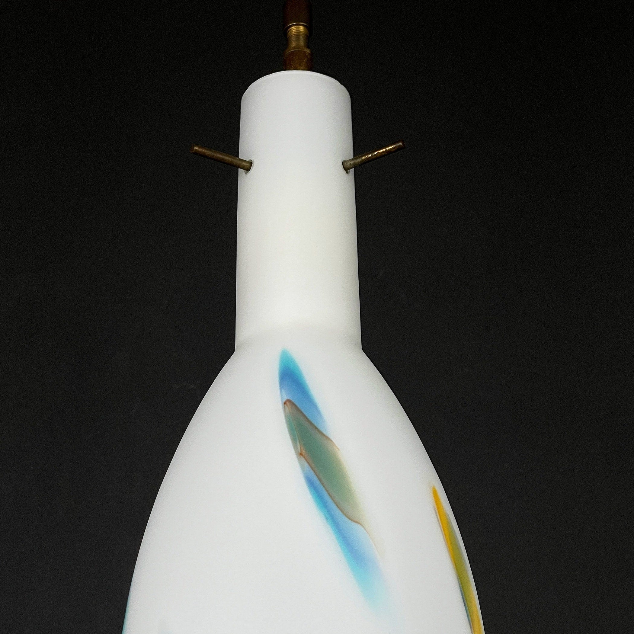 Multicolor opaline murano glass pendant lamp by Stilnovo, Italy 1950s, Mid-century modern