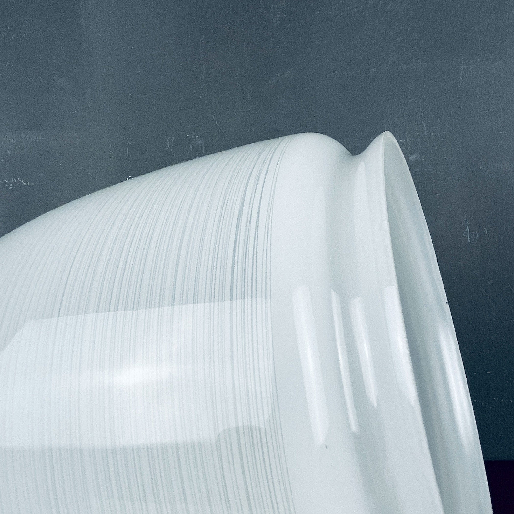 Mid-century white glass ceiling lamp Italy 1970s Retro home decor