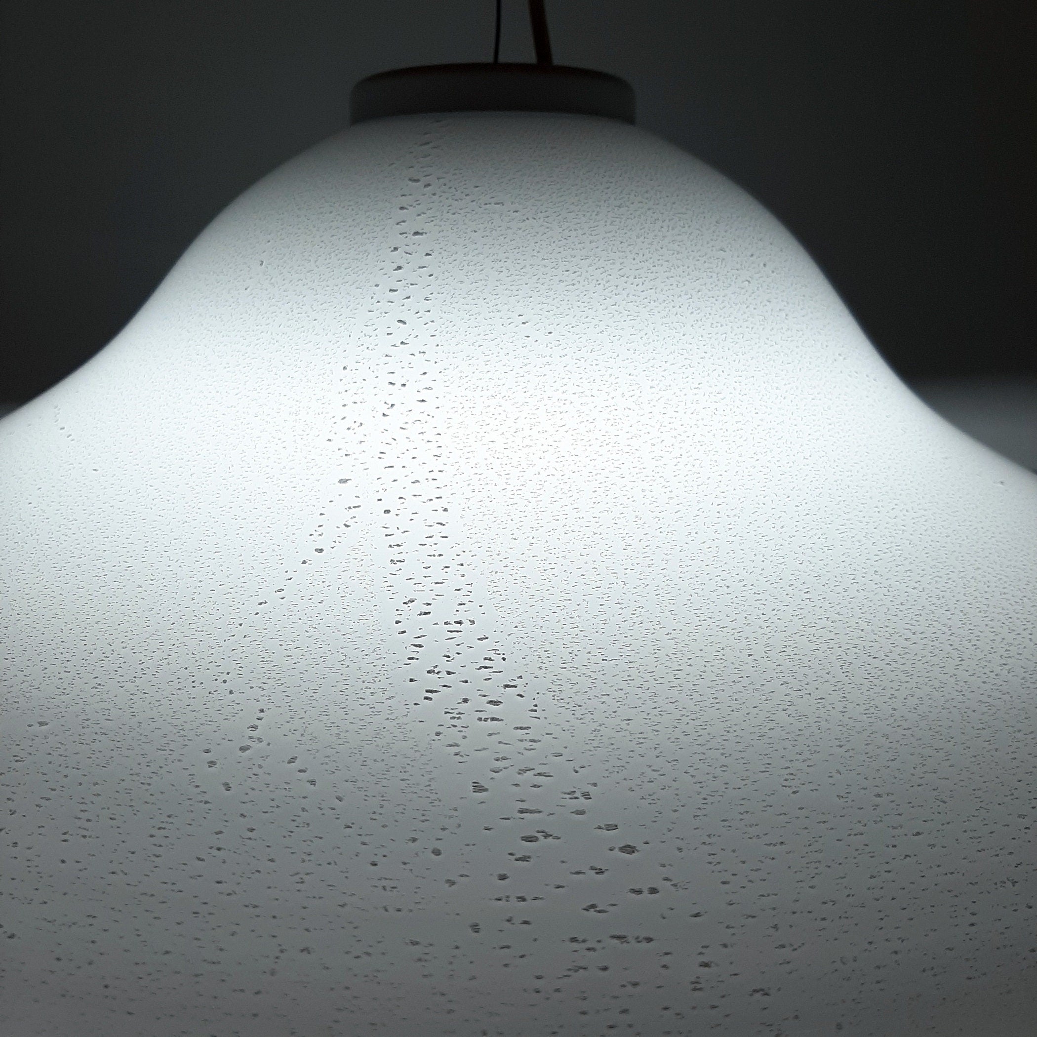 XL Mid-century white murano glass pendant lamp Italy 1970s Retro lighting Space age