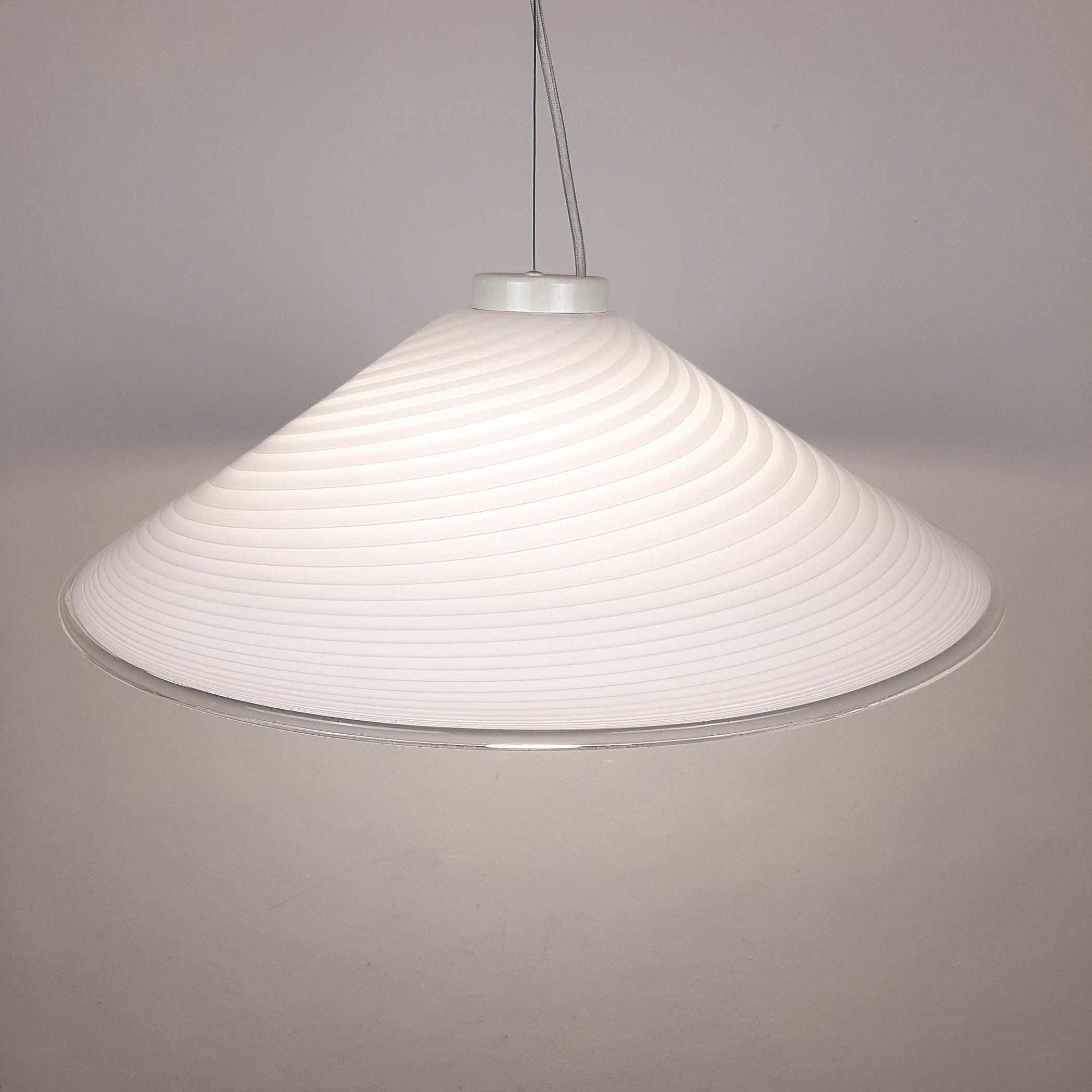 Retro swirl murano glass pendant lamp Italy 1970s Mid-century light