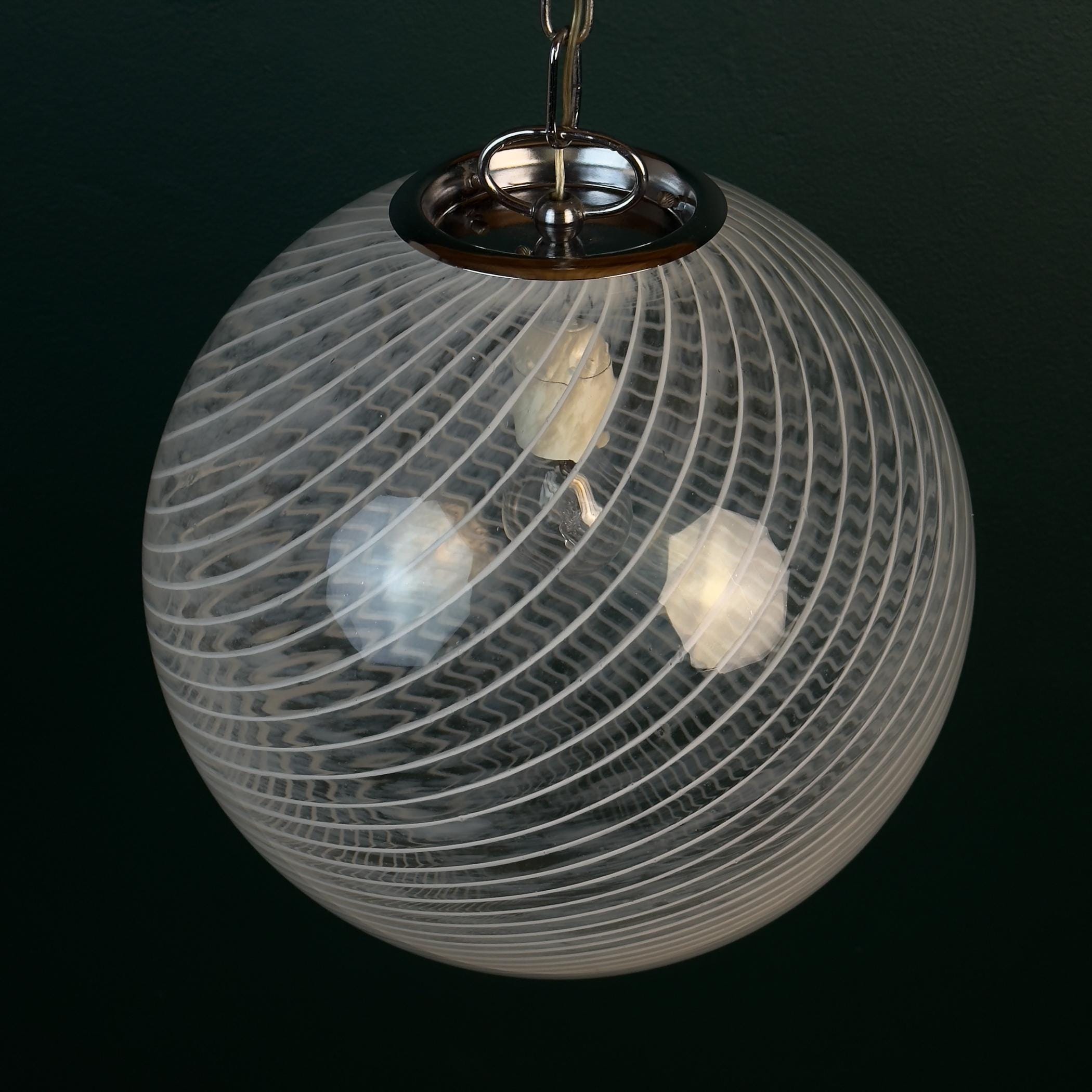 Vintage swirl murano pendant lamp, Italy 1970s