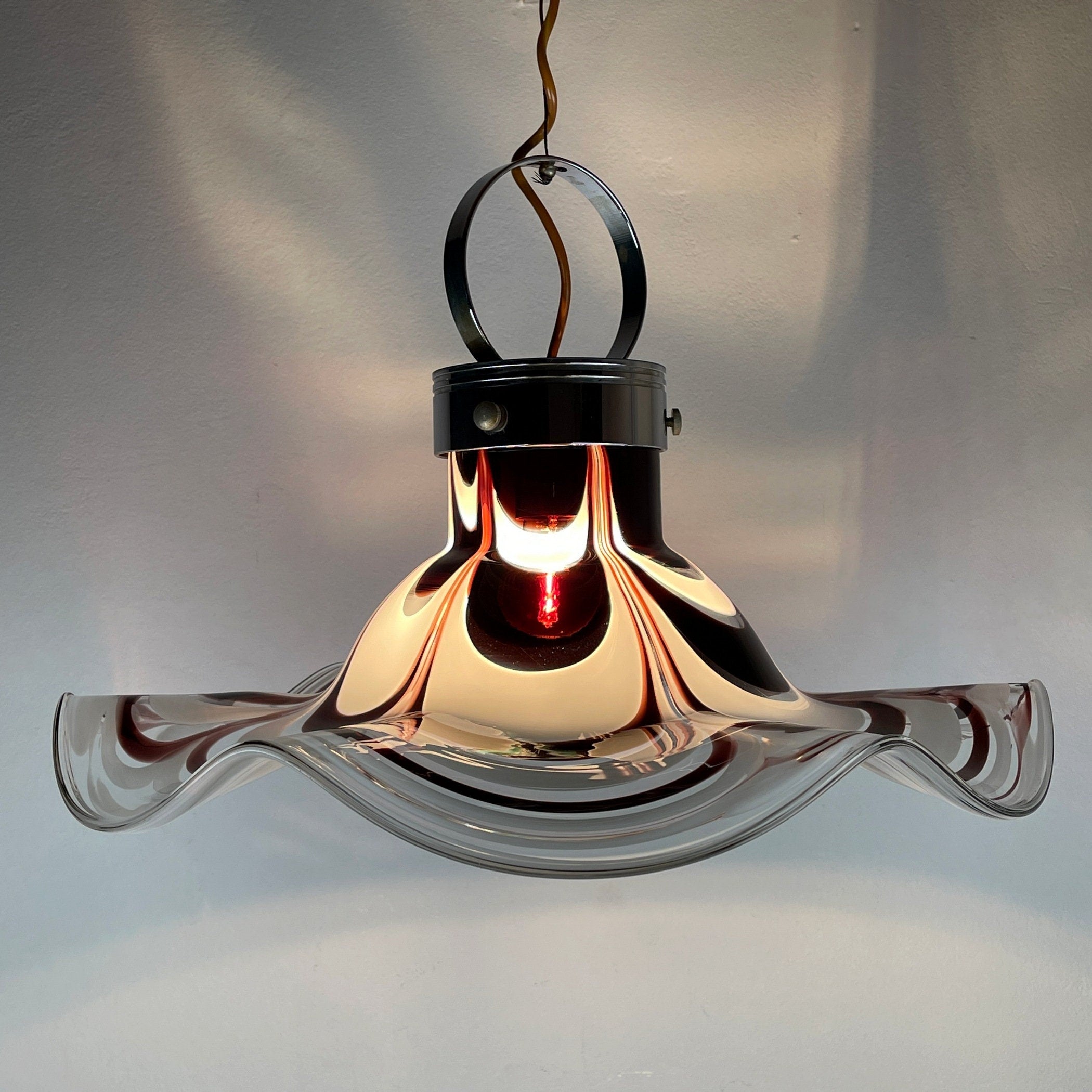 Original murano pendant lamp Flower by AV Mazzega Italy 1970s