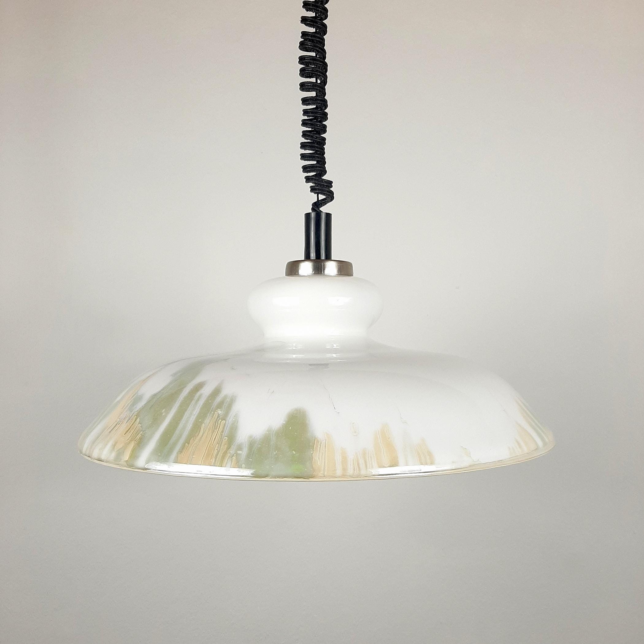 White Glass Pendant Lamp, Yugoslavia 1970s