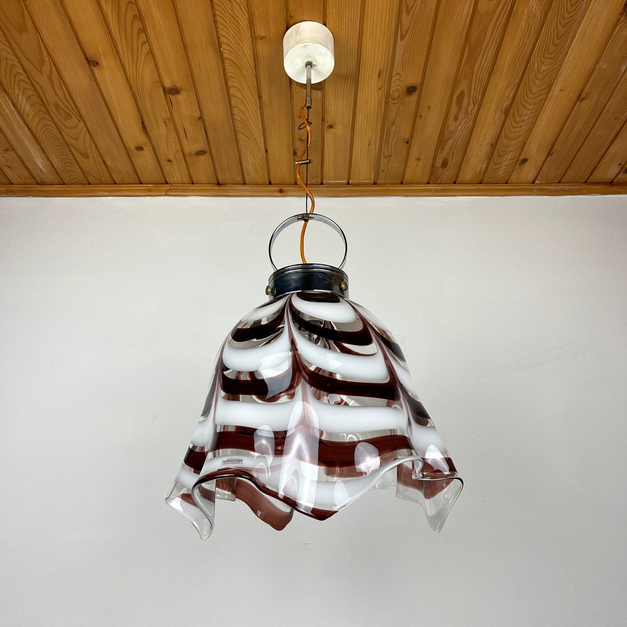 Original murano pendant lamp Fazzoletto by AV Mazzega Italy 1970s