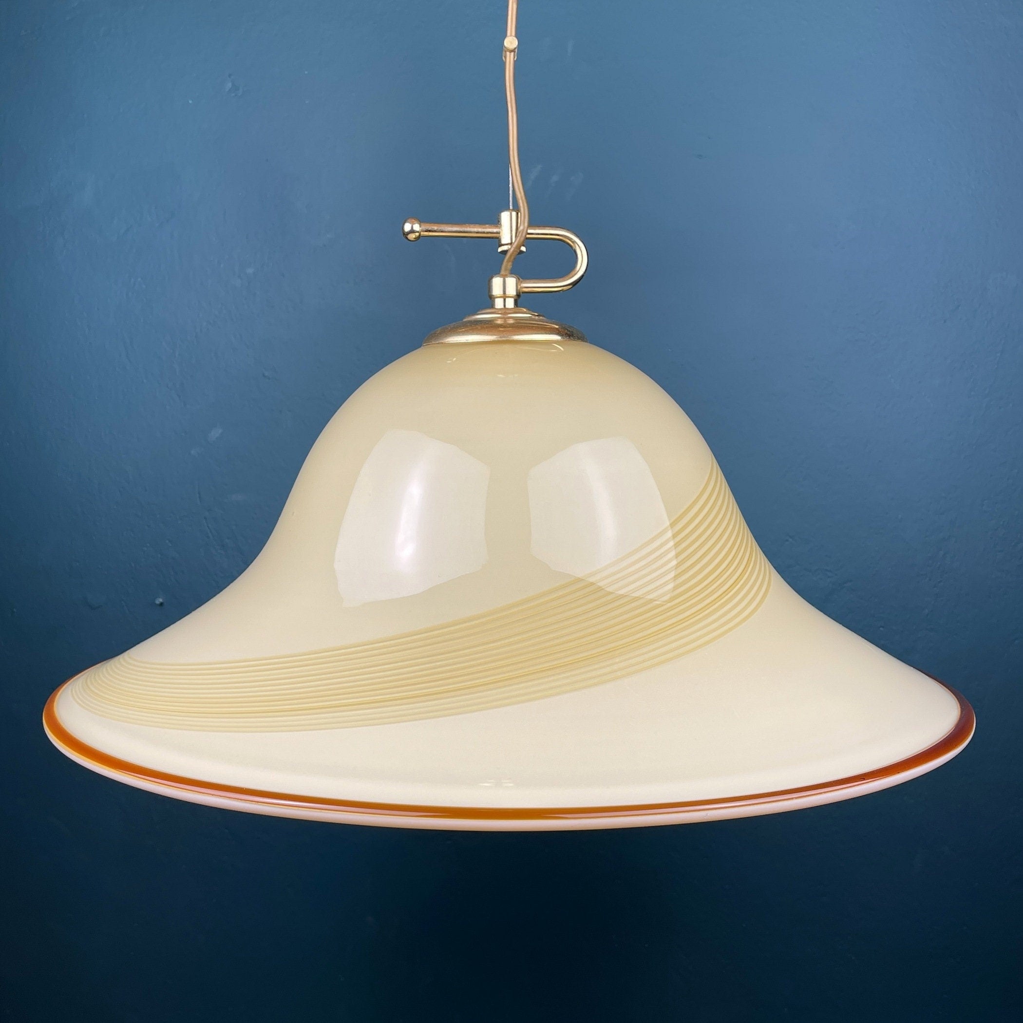 Vintage De Majo Murano Glass Pendant Lamp: Beige Mid-Century Lighting