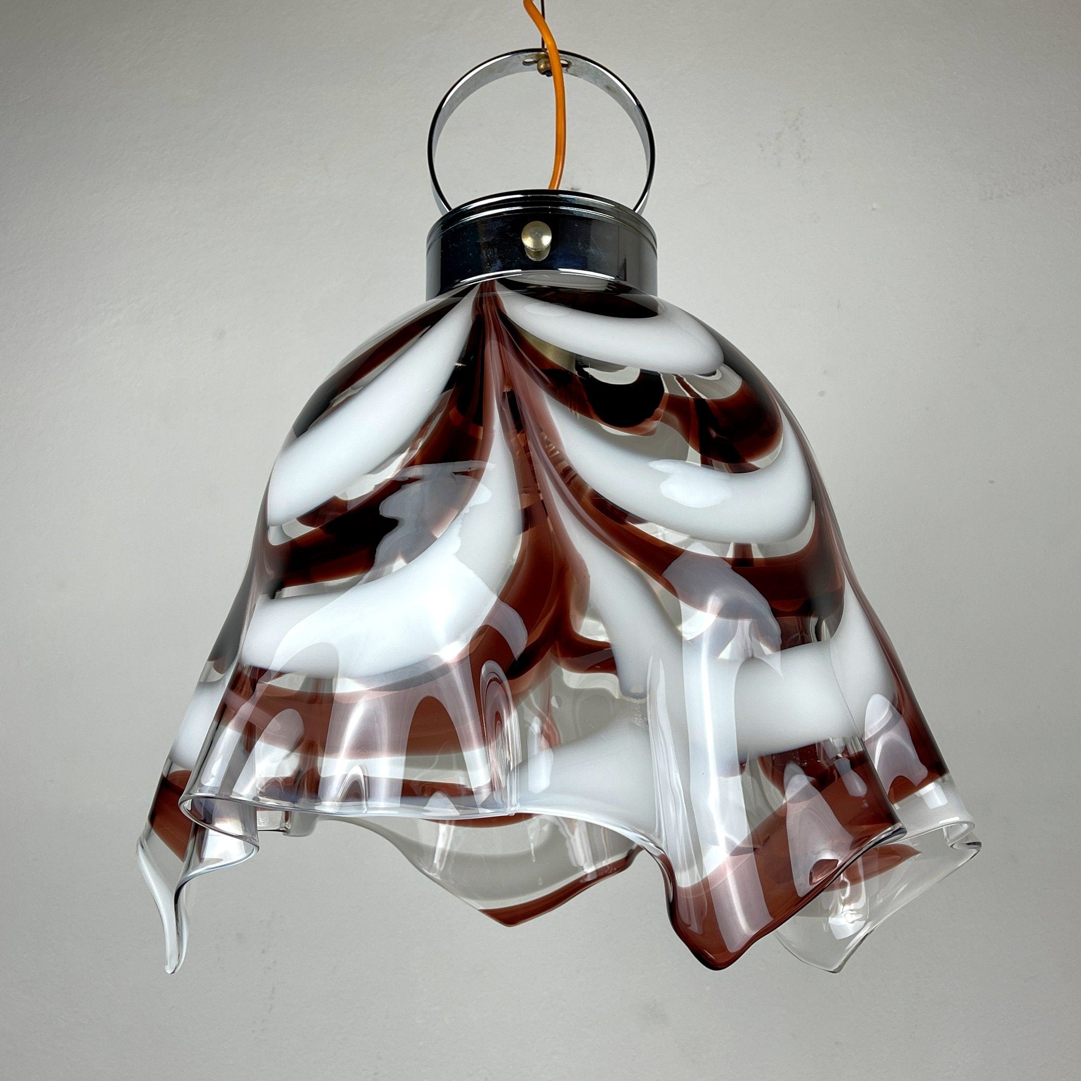Original murano pendant lamp Fazzoletto by AV Mazzega Italy 1970s