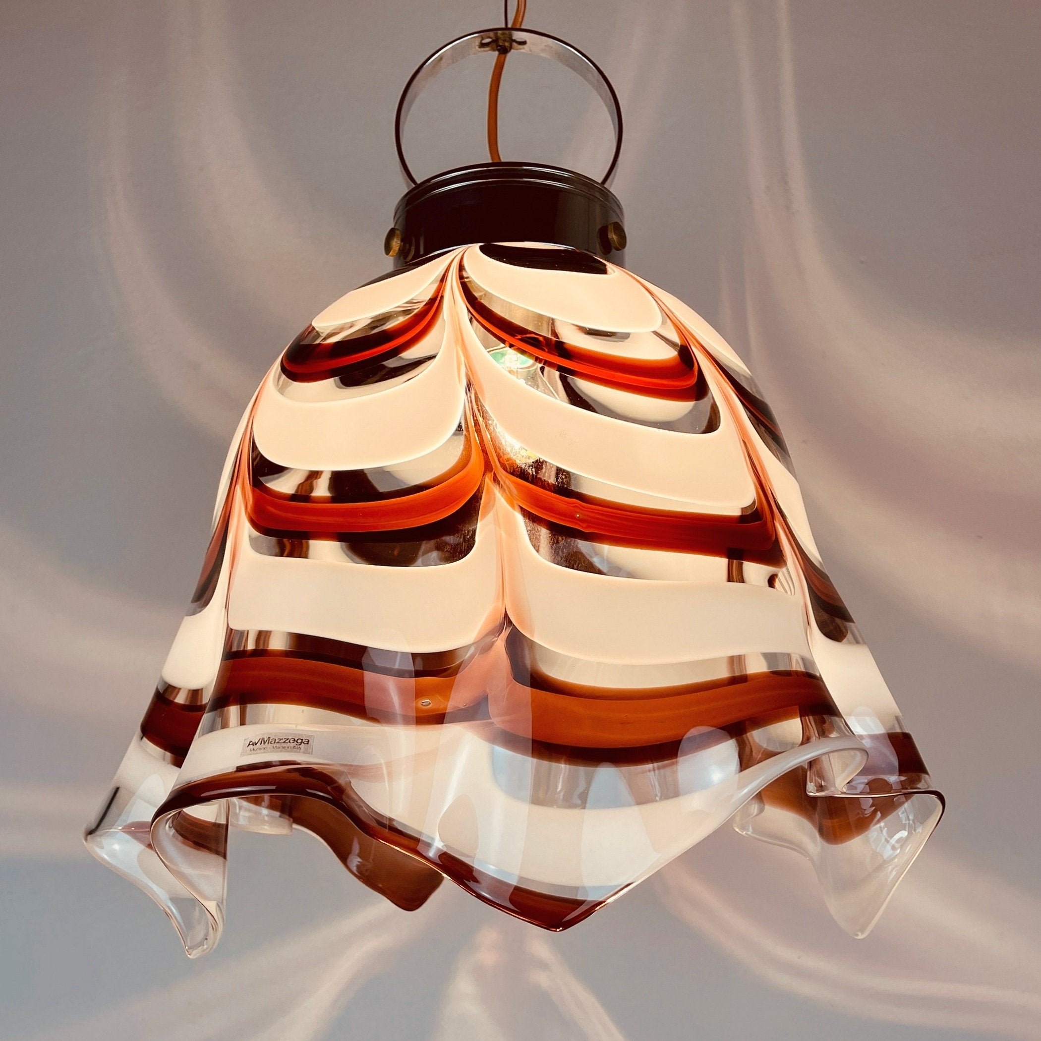 Original murano pendant lamp Fazzoletto by AV Mazzega Italy 1970s