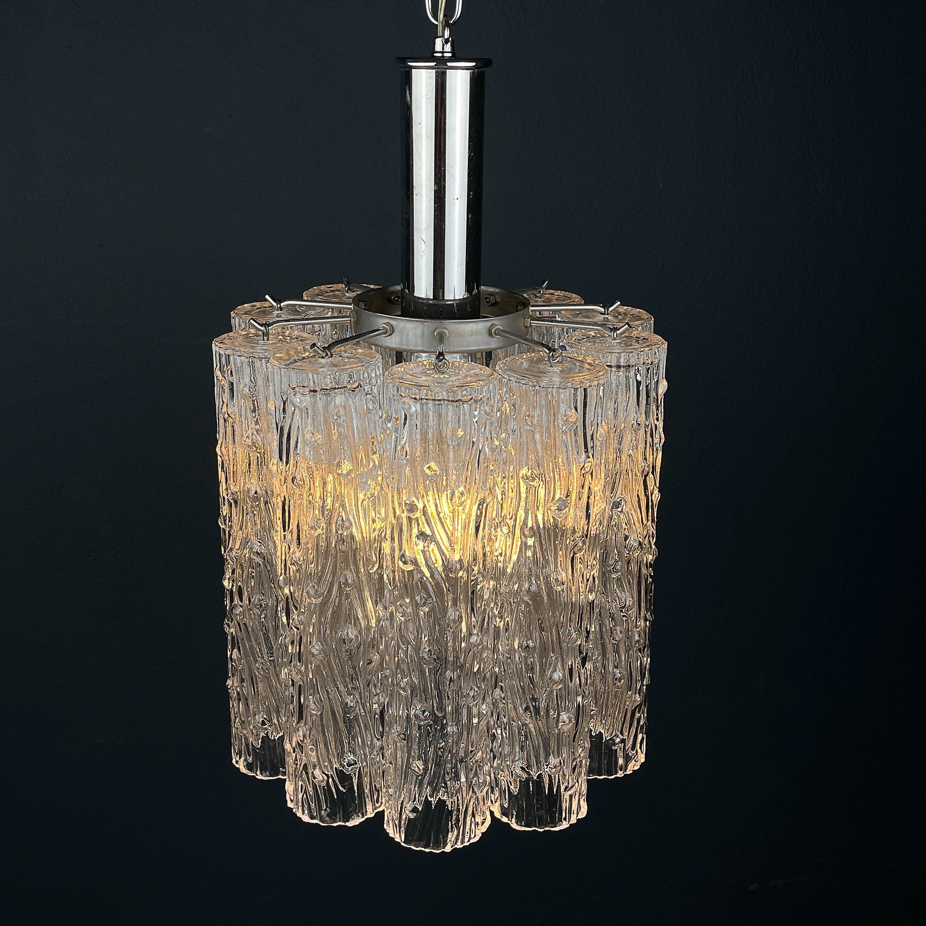 Mid-century murano glass chandelier Tronchi by Toni Zuccheri for Venini Italy 1960s