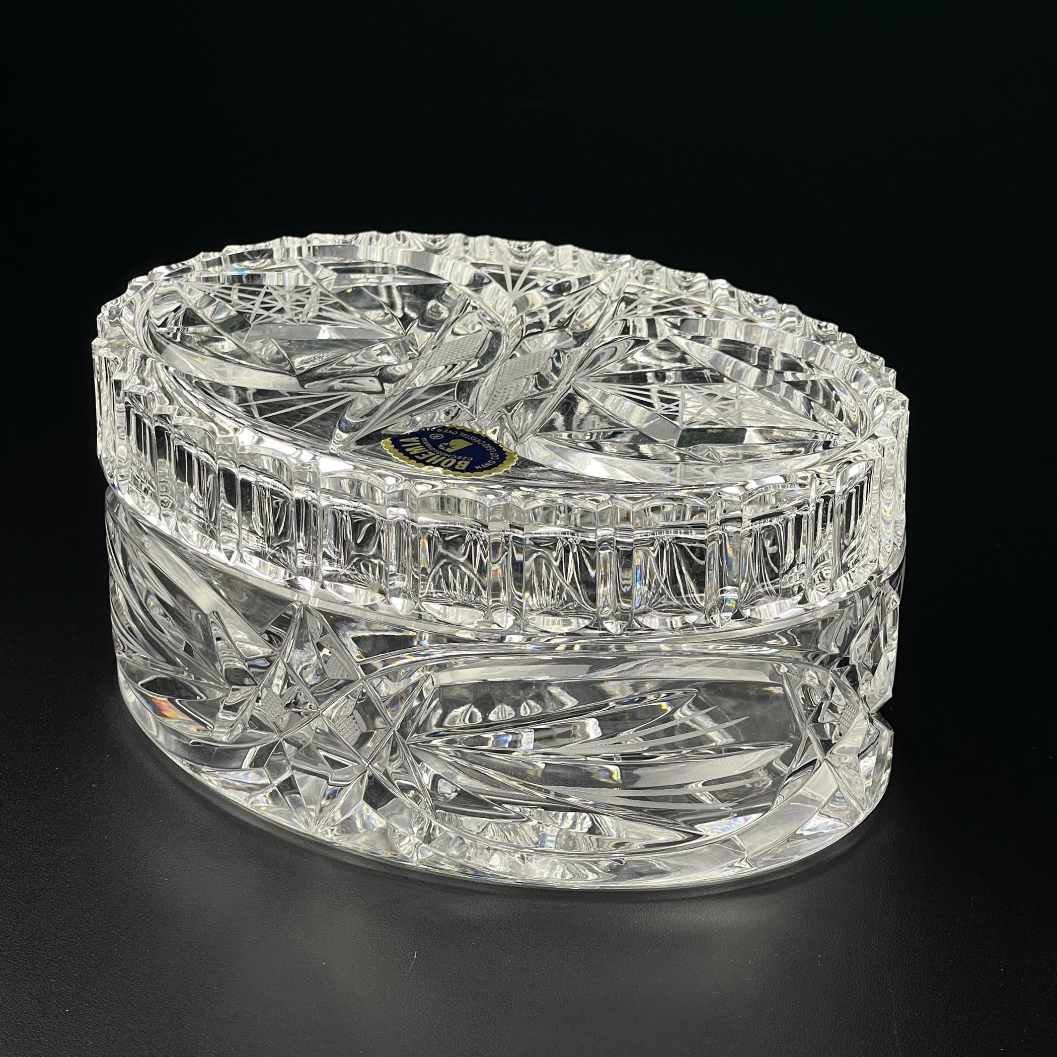 Vintage Bohemian glass candy bowl by Bohemia Crystal, Czechoslovakia, 1970s