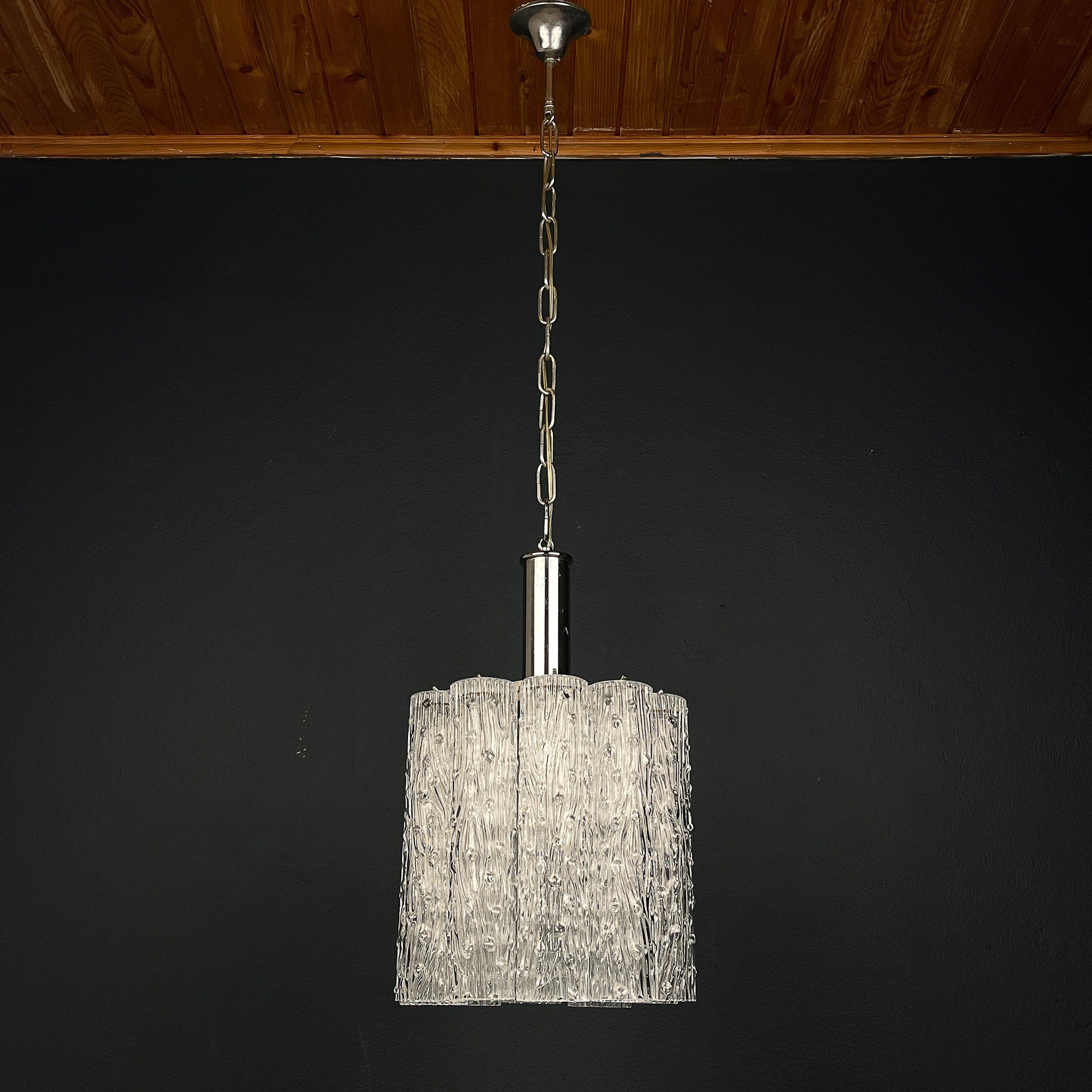 Mid-century murano glass chandelier Tronchi by Toni Zuccheri for Venini Italy 1960s