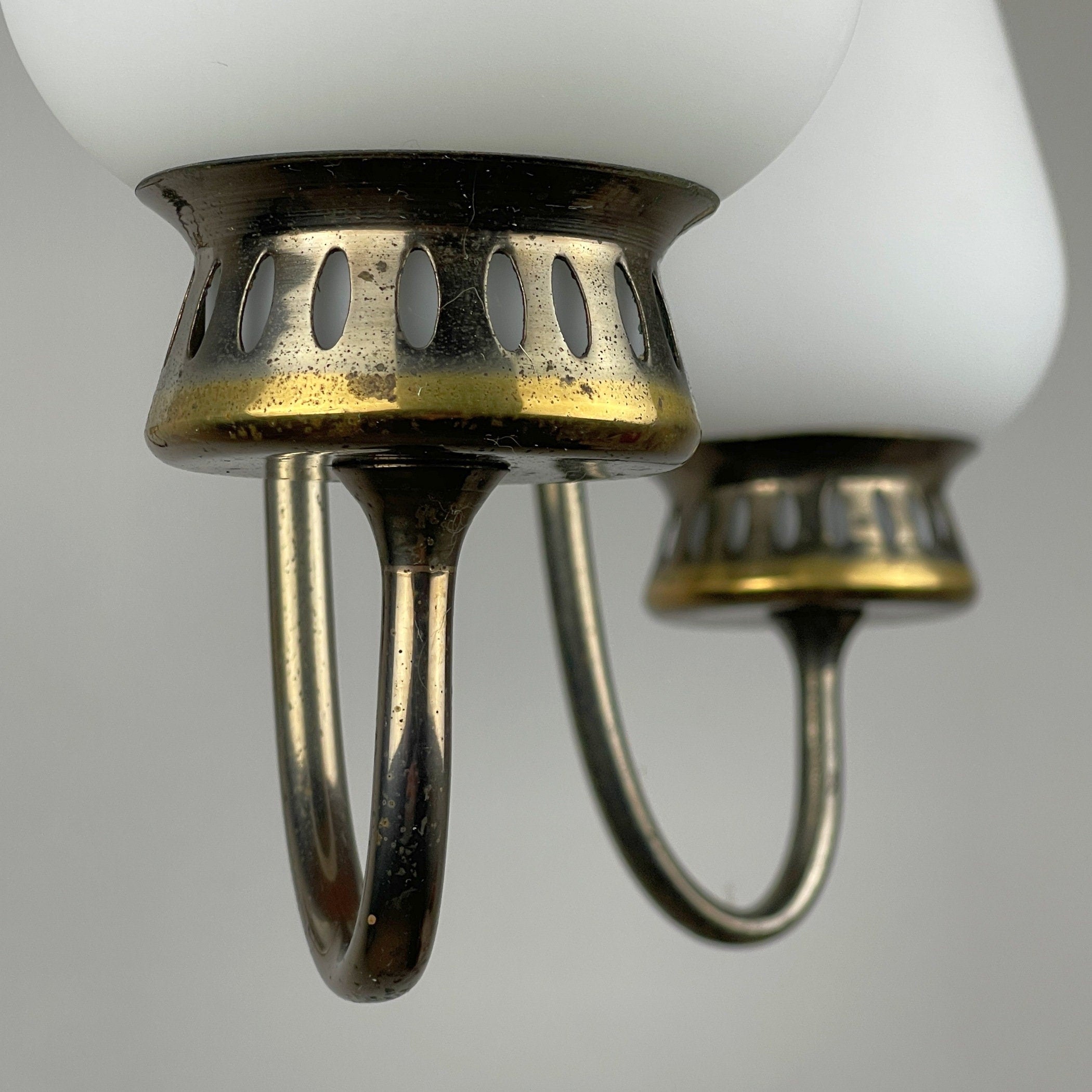 Vintage brass chandelier Italy 1950s Mid-century Art Deco design