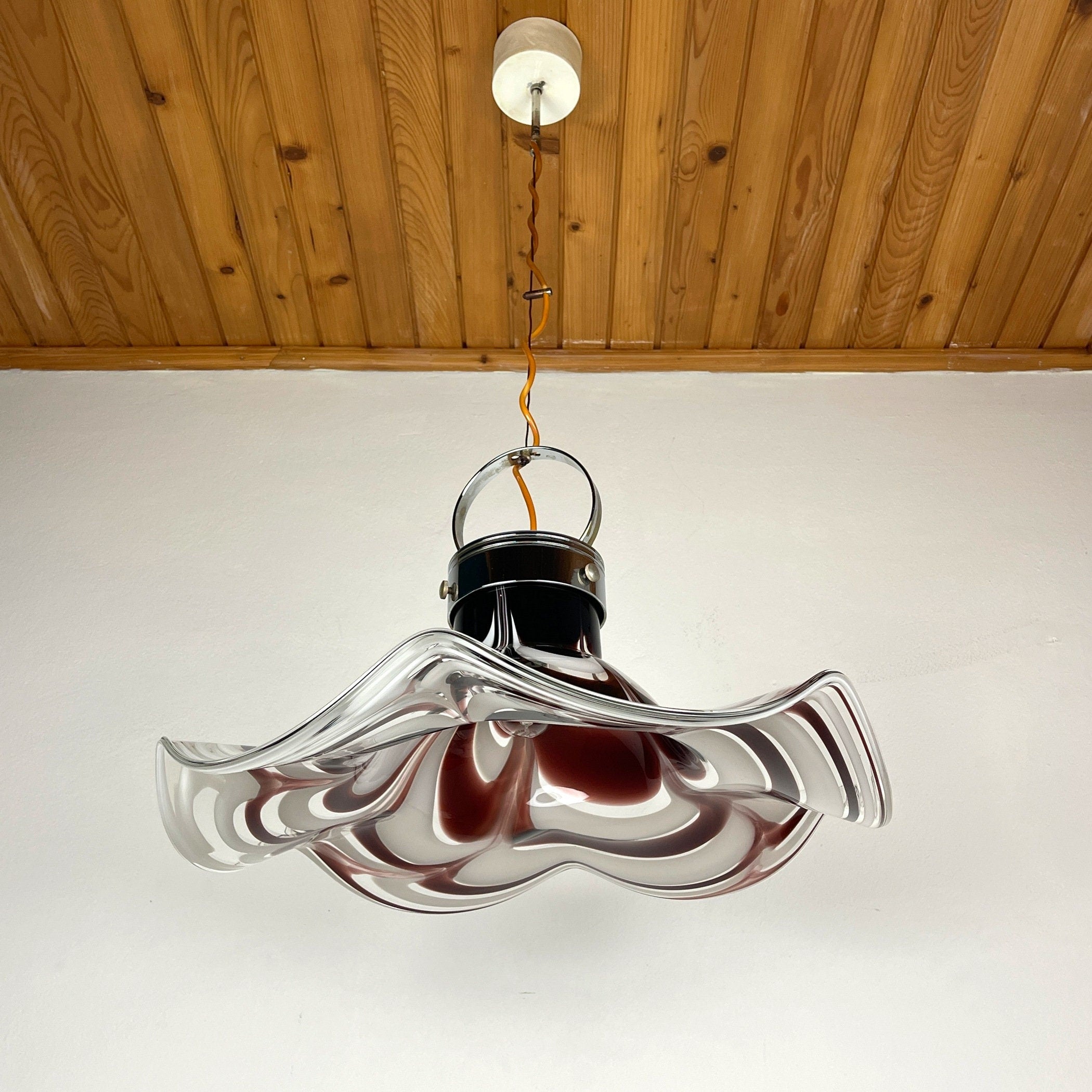 Original murano pendant lamp Flower by AV Mazzega Italy 1970s