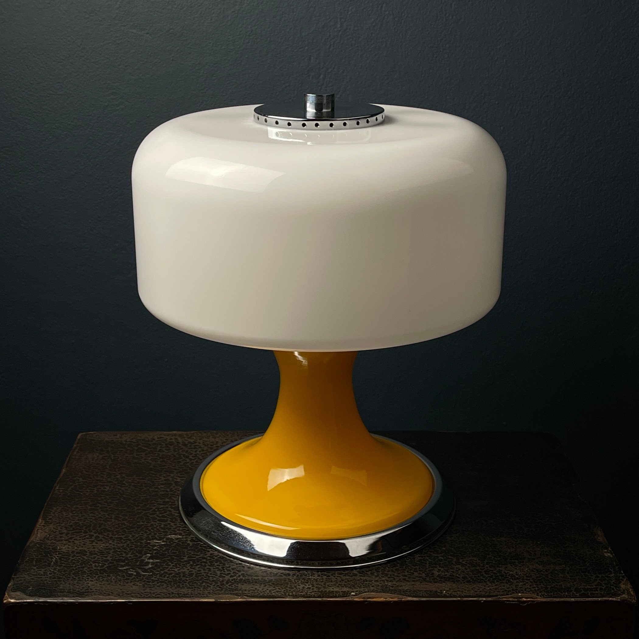Vintage Mid-Century Modern Table Lamp, Italy 1970s, Space Age, Yellow