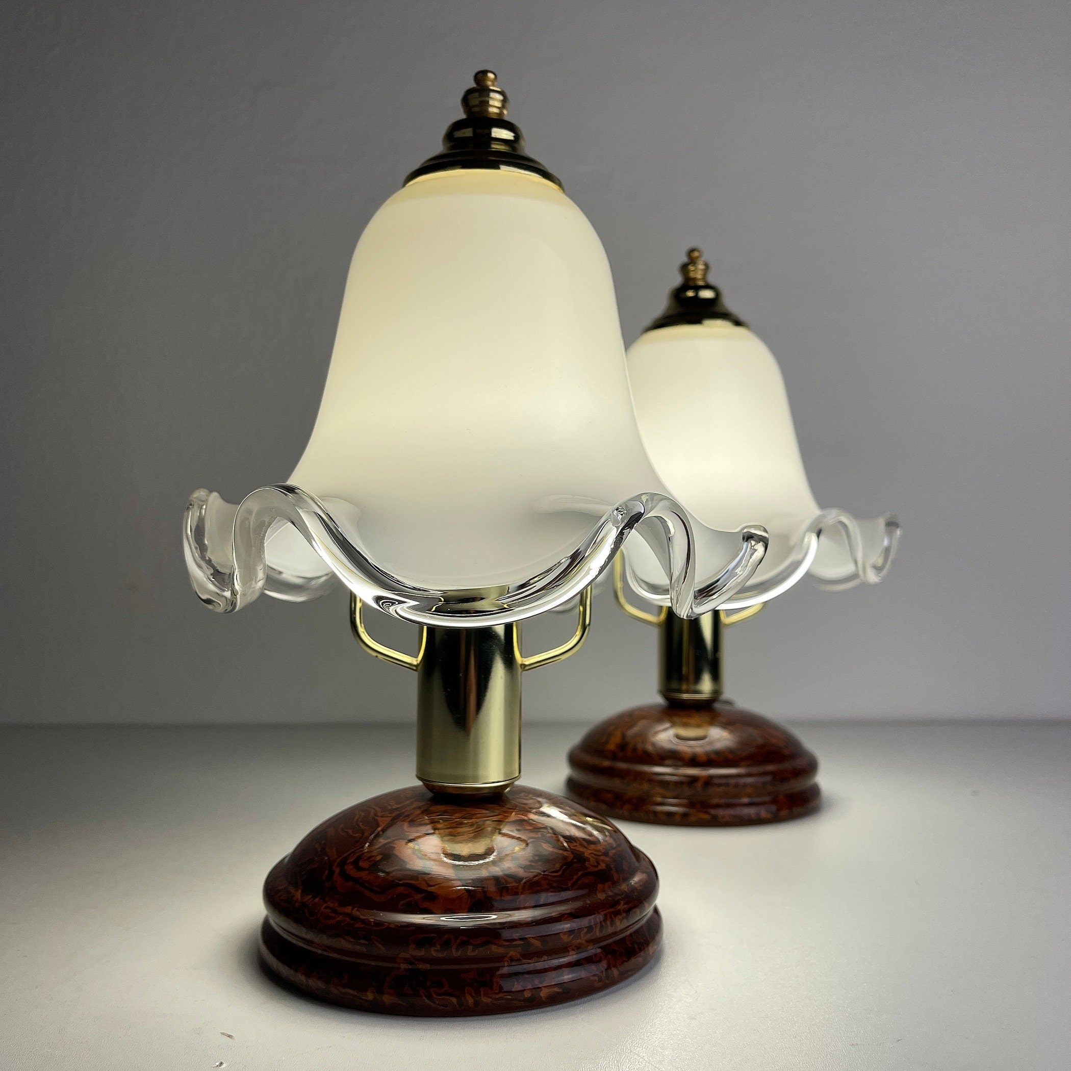 Vintage murano night table lamps Italy 1980s Set of 2 Vintage home decor