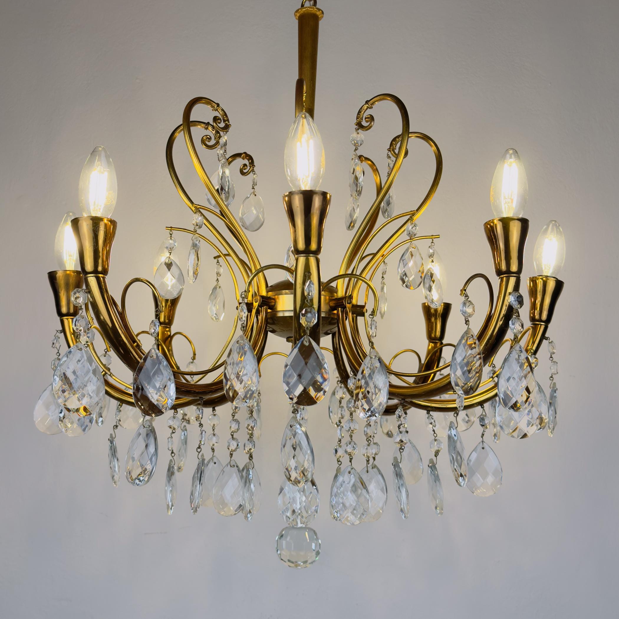 Vintage crystal chandelier, Italy 1950s