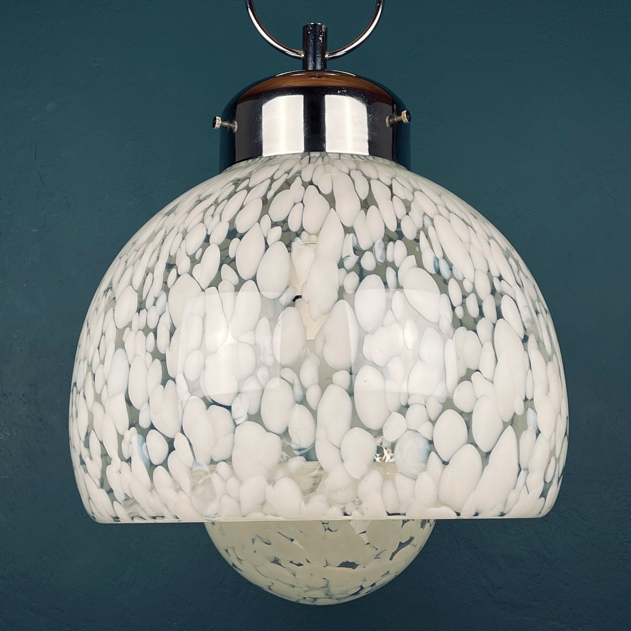 Vintage Murano Glass Mushroom Pendant Lamp: Carlo Nason Mazzega, Italy 1960s