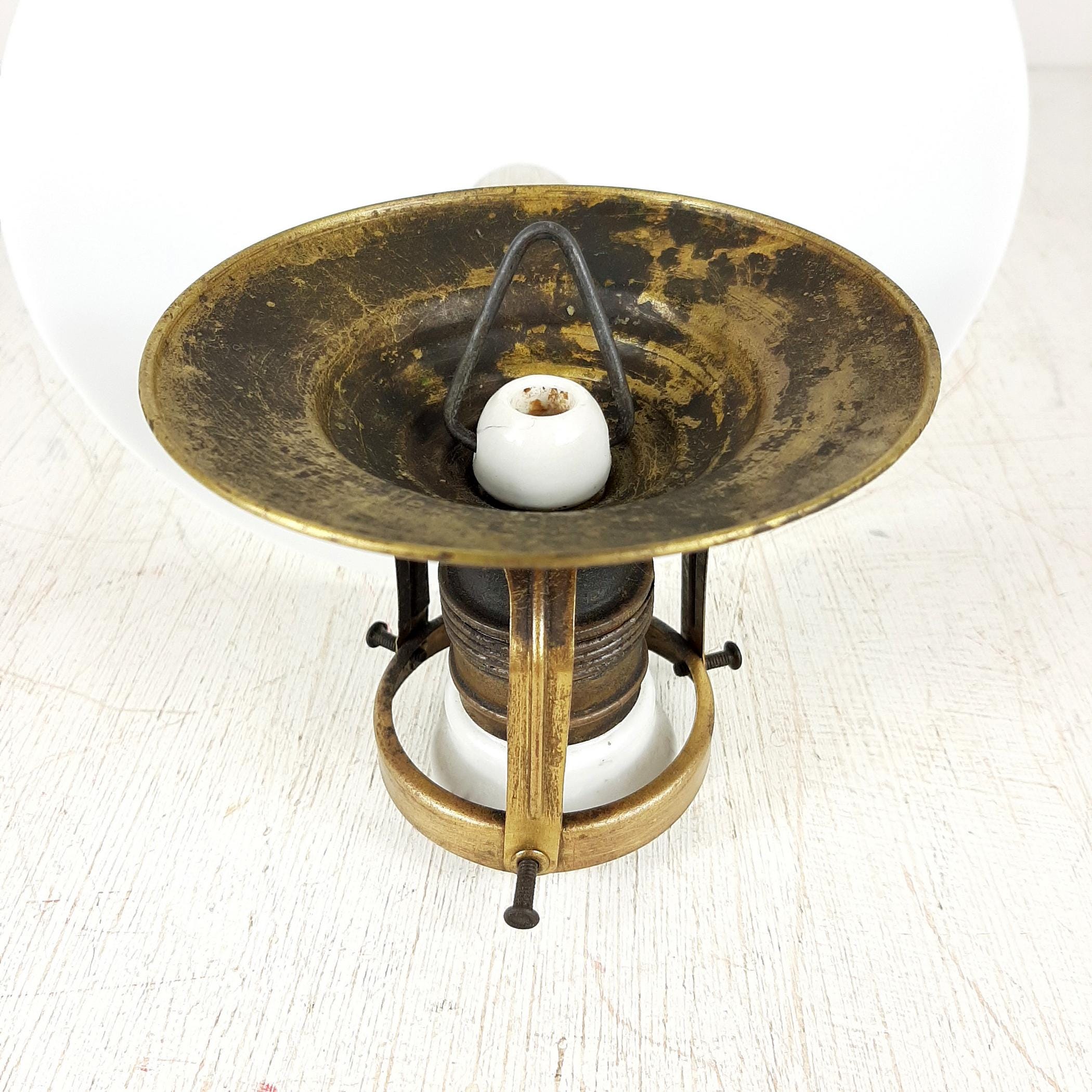 Vintage Small White Pendant Lamp, Italy 1940s