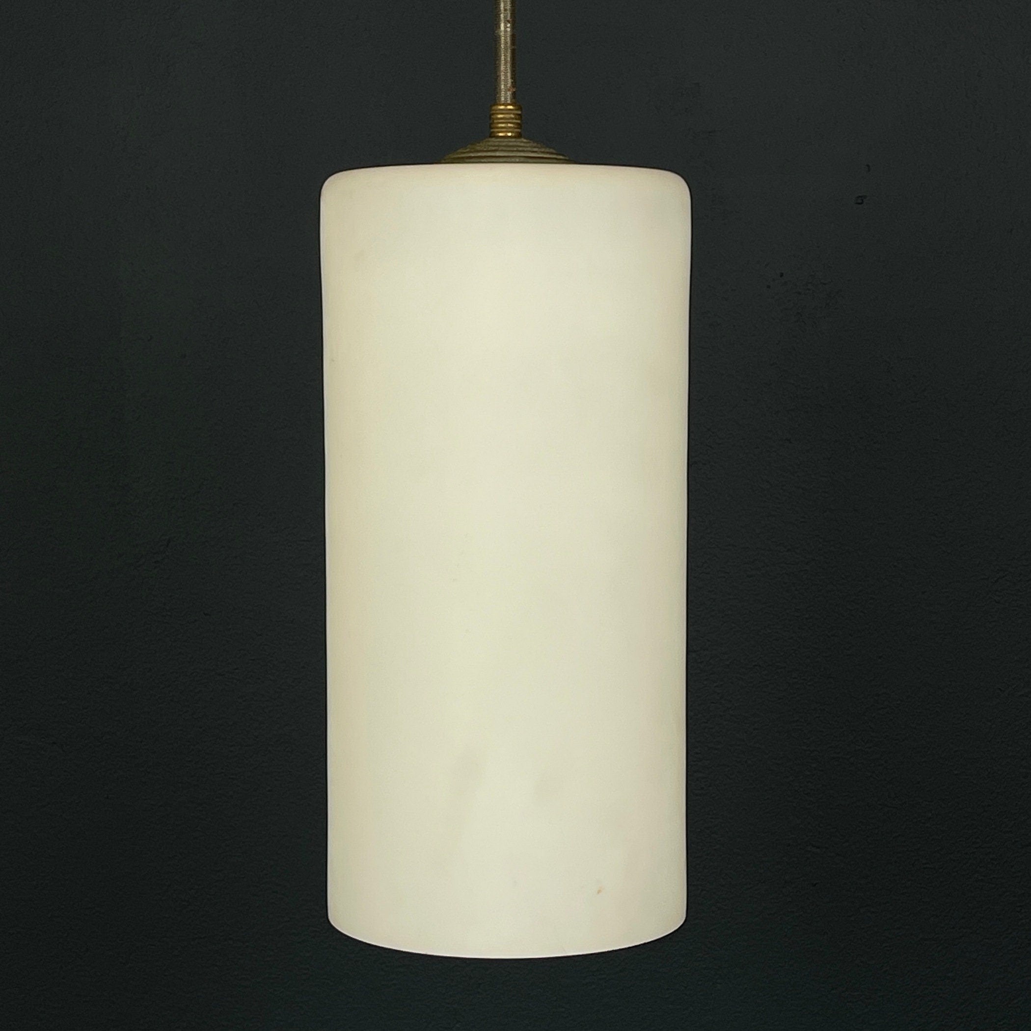 Mid-century opalin glass pendant lamp Italy 1960s Industrial italian lighting
