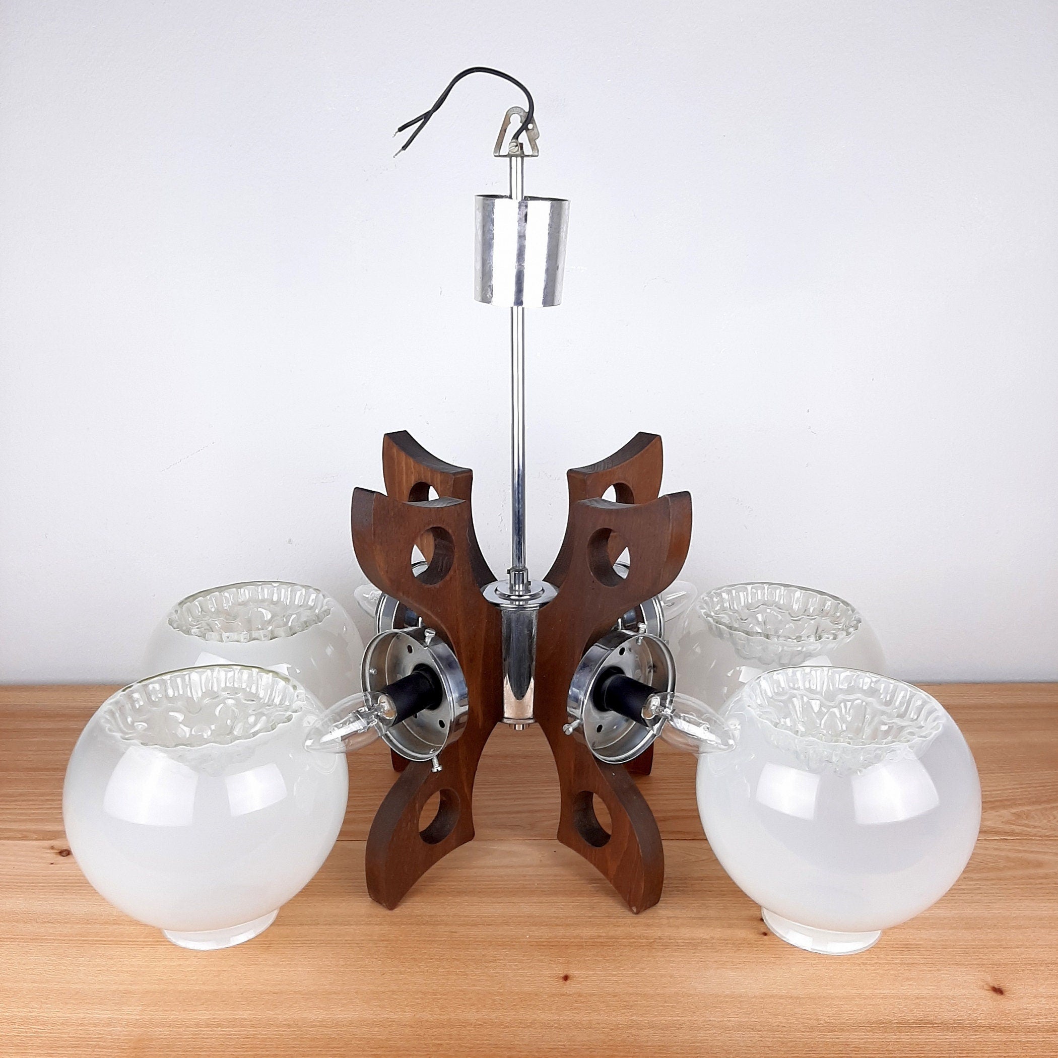 Mid-Century Mazzega Murano Glass Pendant Lamp - 70s Space Age Lighting