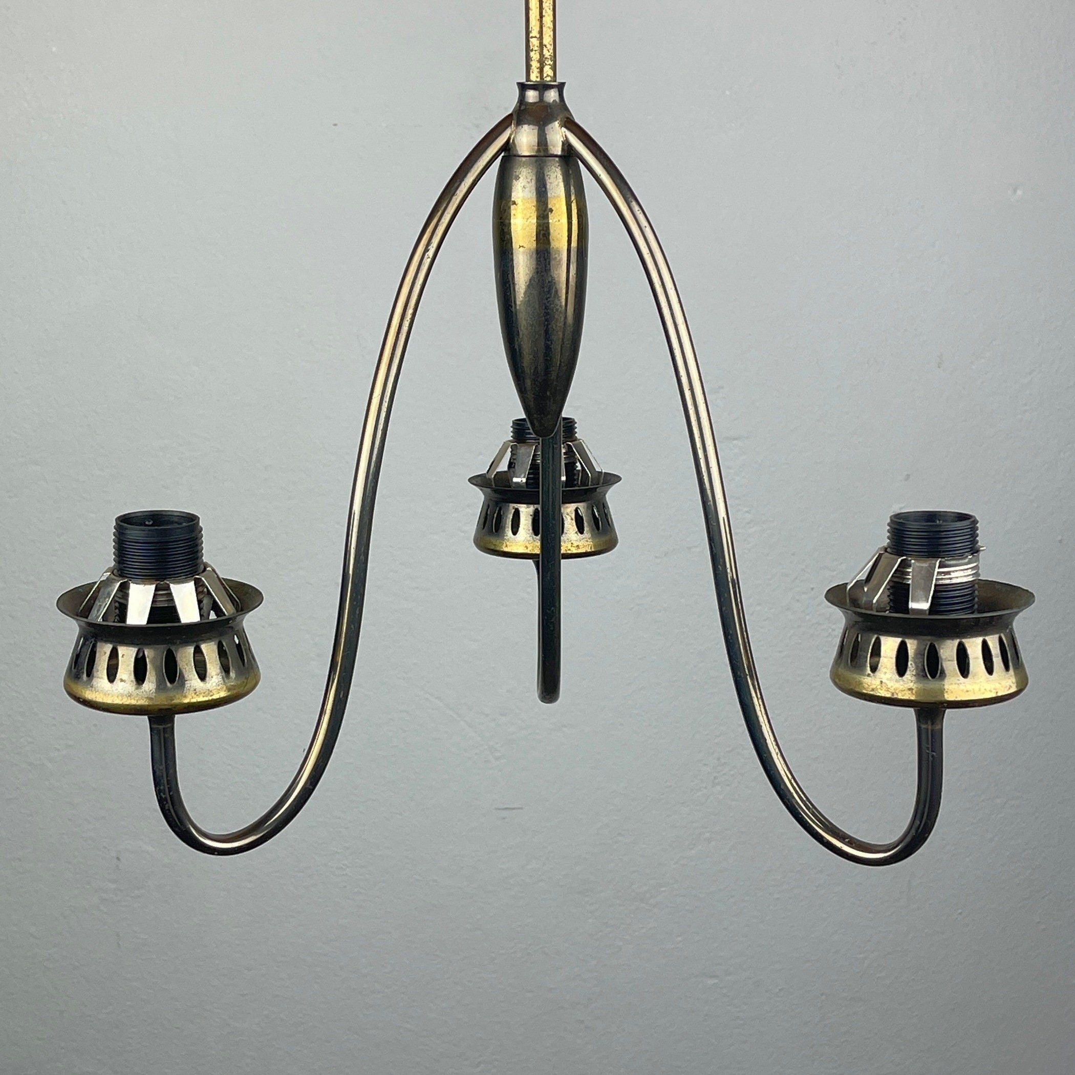 Vintage brass chandelier Italy 1950s Mid-century Art Deco design