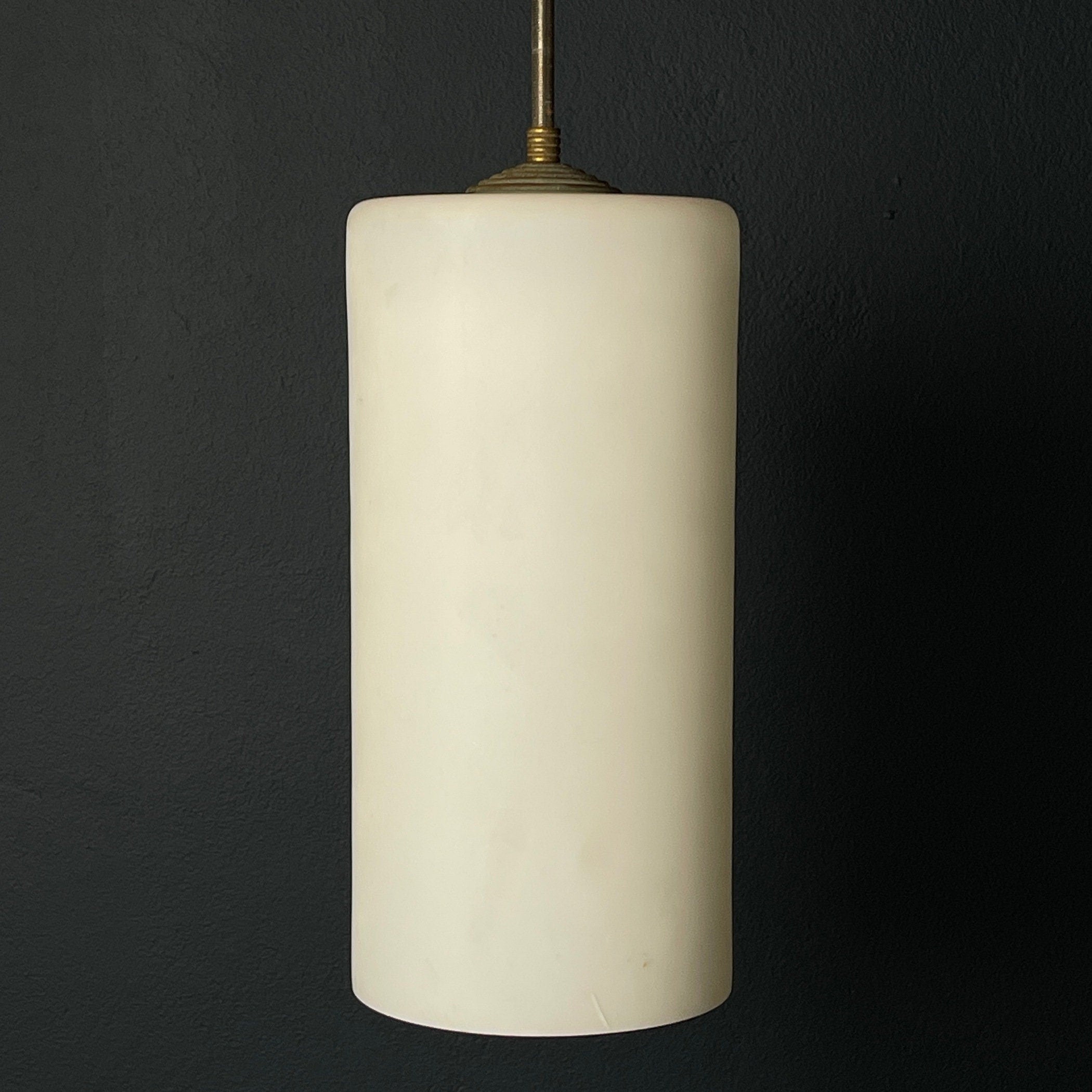 Mid-century opalin glass pendant lamp Italy 1960s Industrial italian lighting