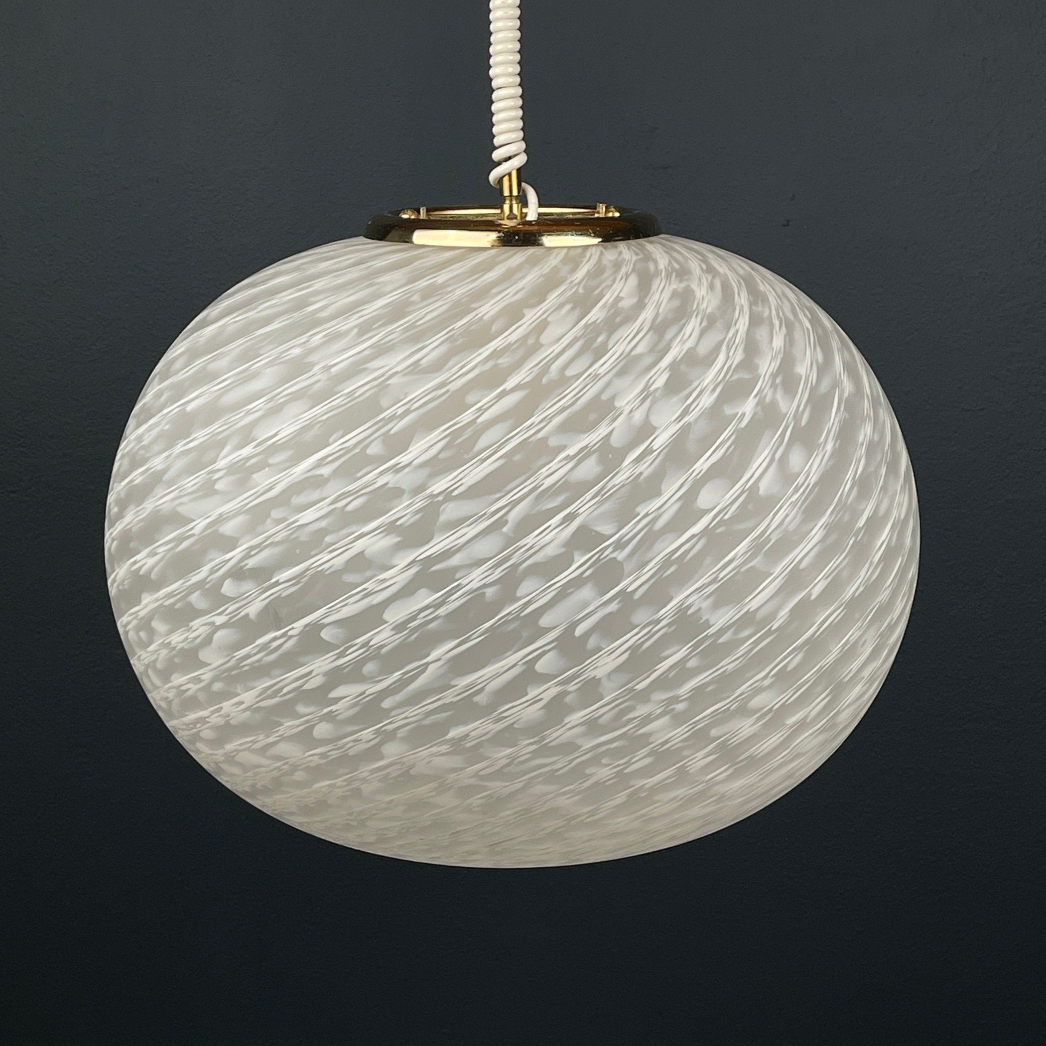 Large swirl murano glass pendant lamp Vetri Murano Italy 1970s