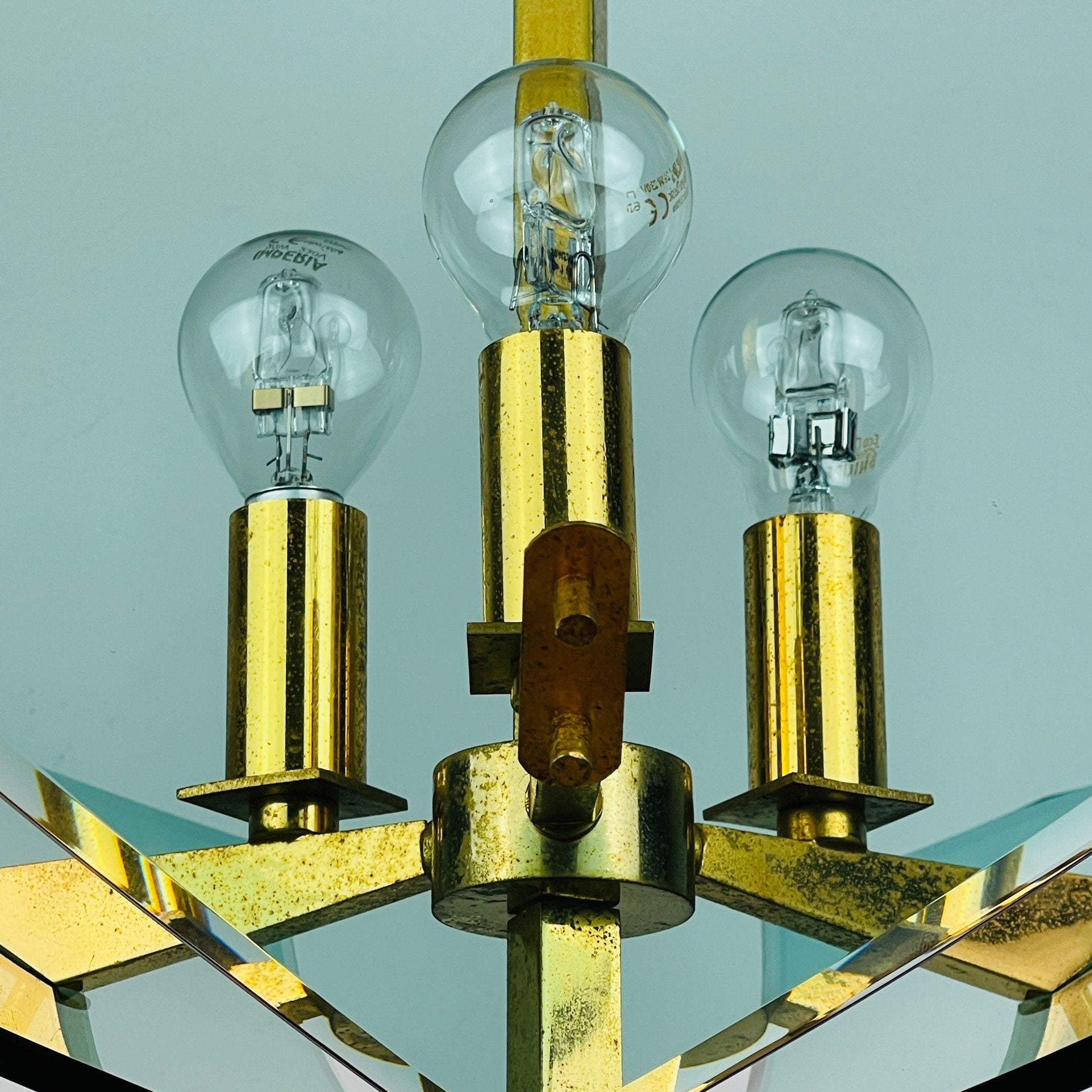 Vintage art glass pendant lamp by Fontana Arte, Italy 1950s, Art deco, MCM