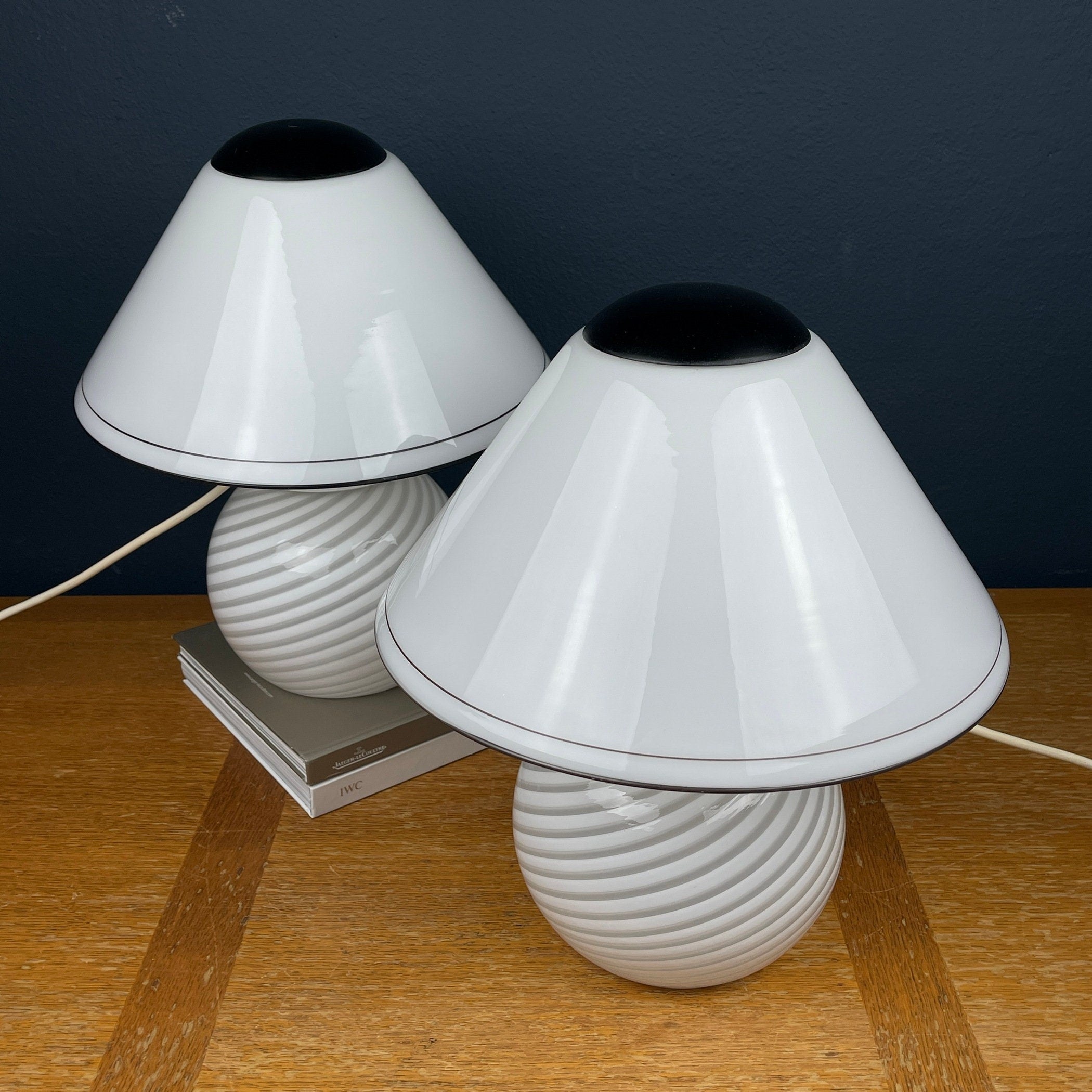 Murano Mushroom Table Lamps: Italian Modern Retro Decor, 1970s, Set of 2