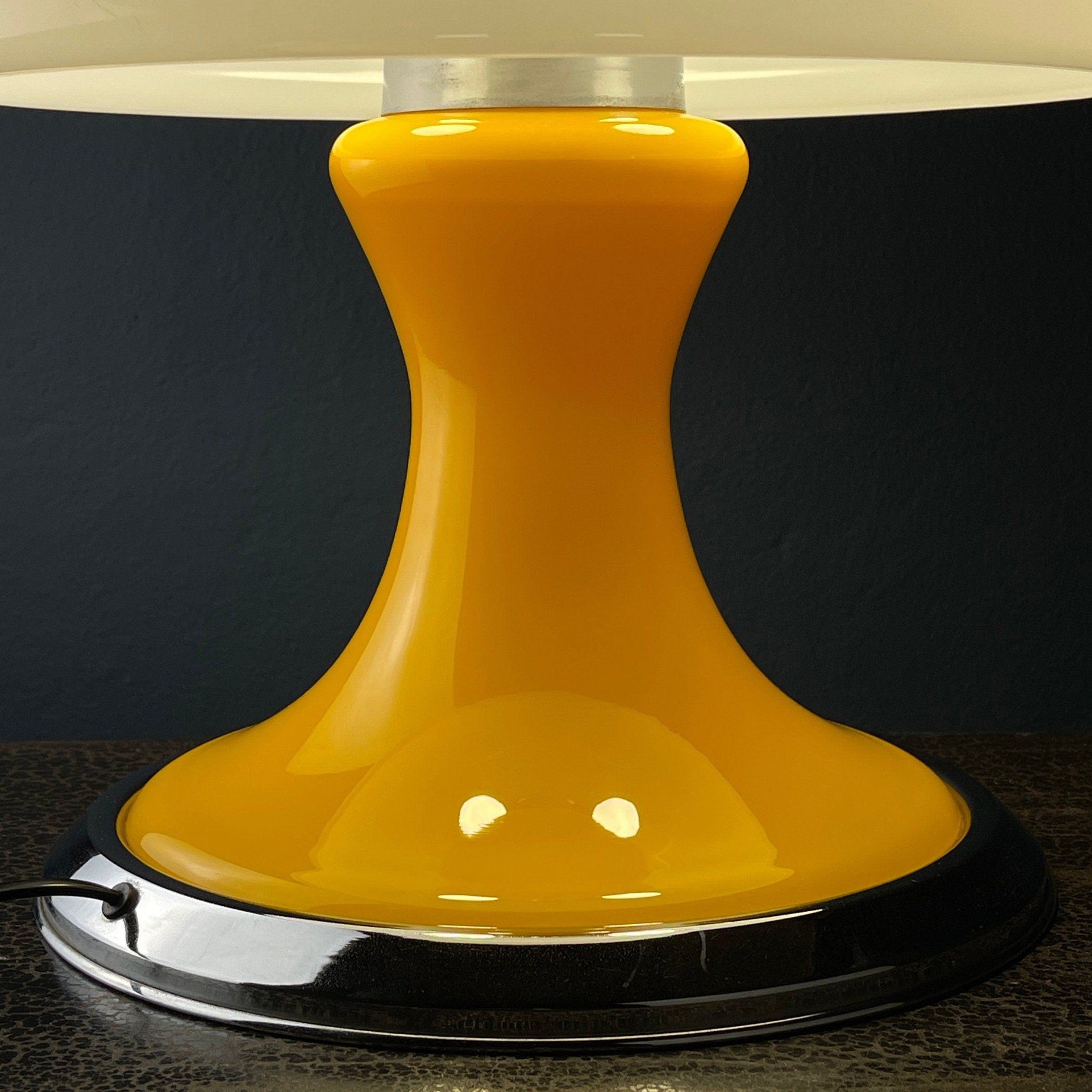 Vintage Mid-Century Modern Table Lamp, Italy 1970s, Space Age, Yellow