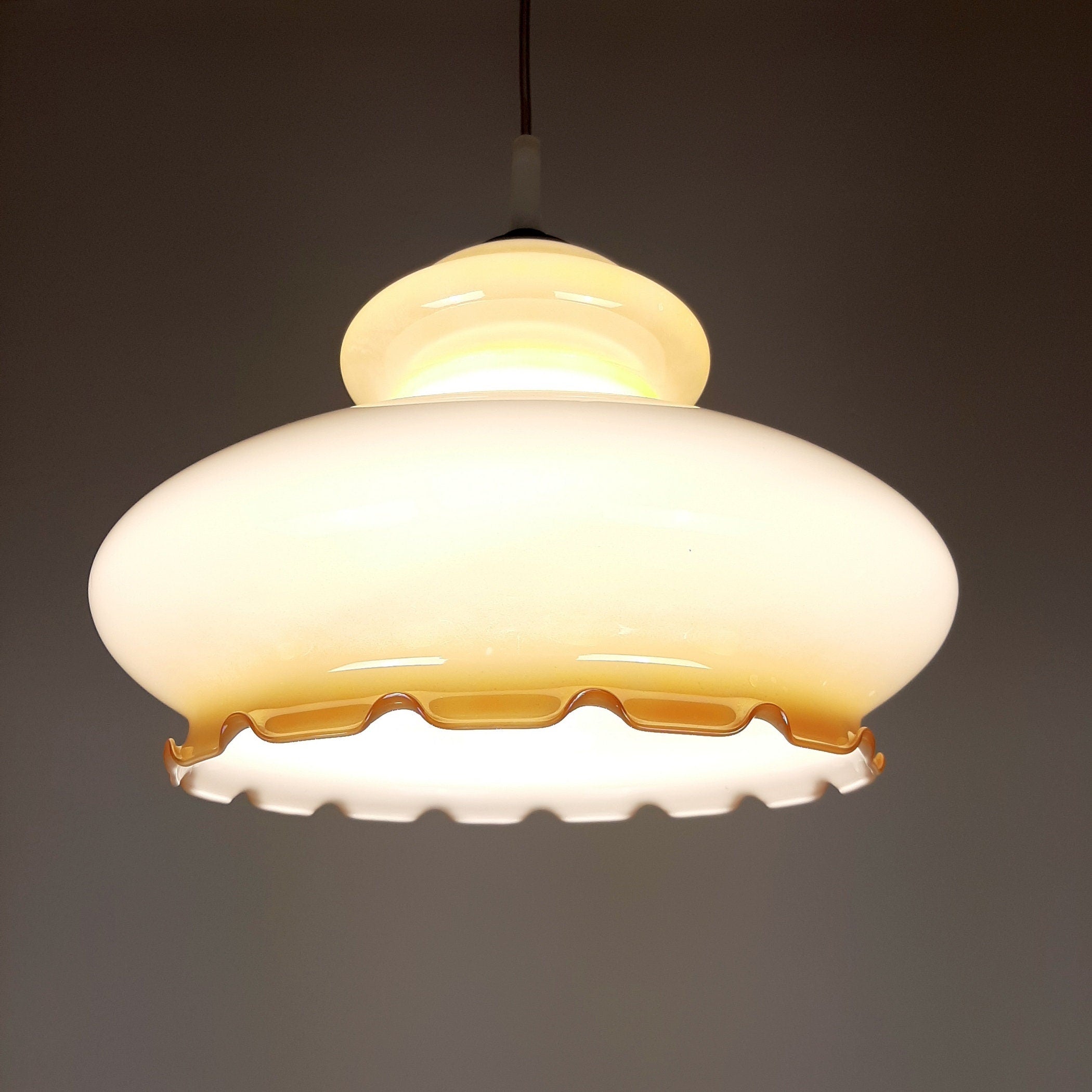 Vintage glass lamp Yugoslavia '70s Mid-century ceiling lamp Retro lighting