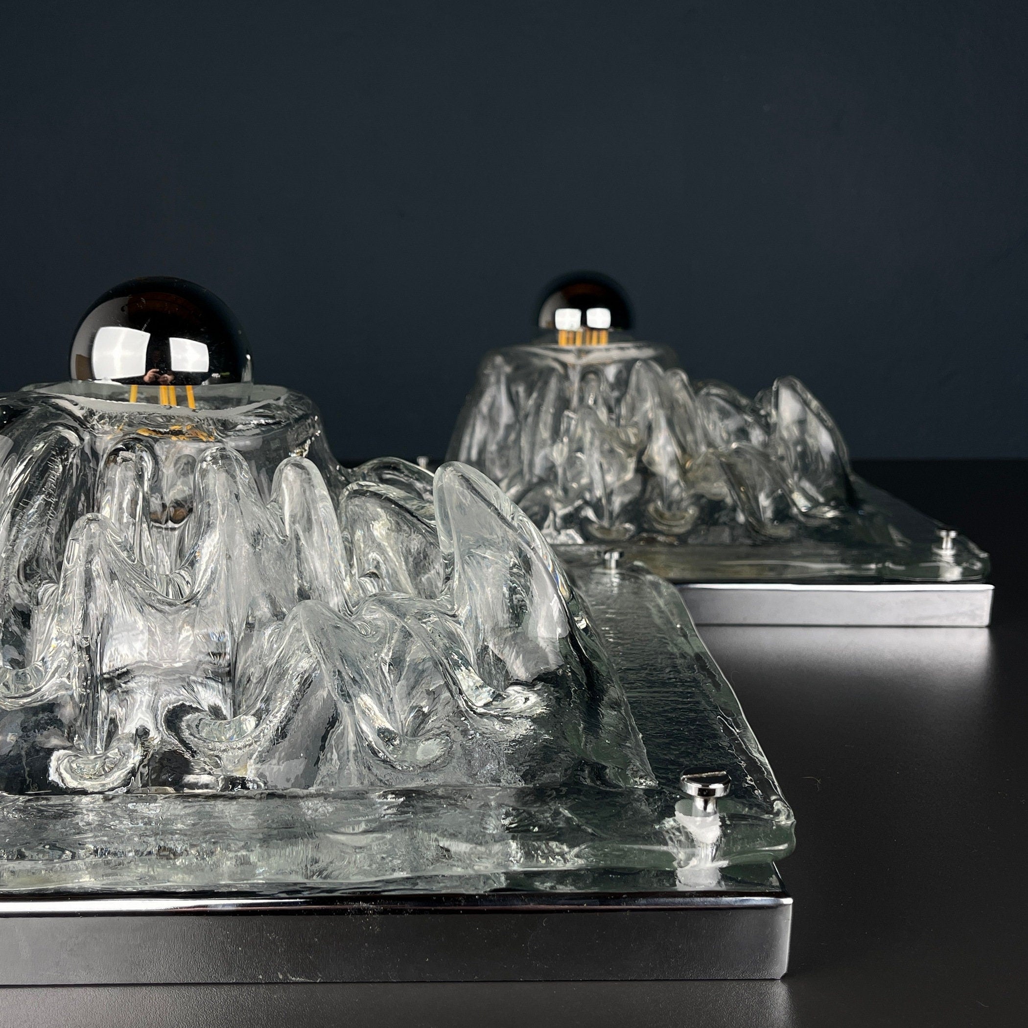 Vintage Murano Glass Wall Lamps - Angelo Brotto Polifemo - 1970s Italian Design, Set of 2