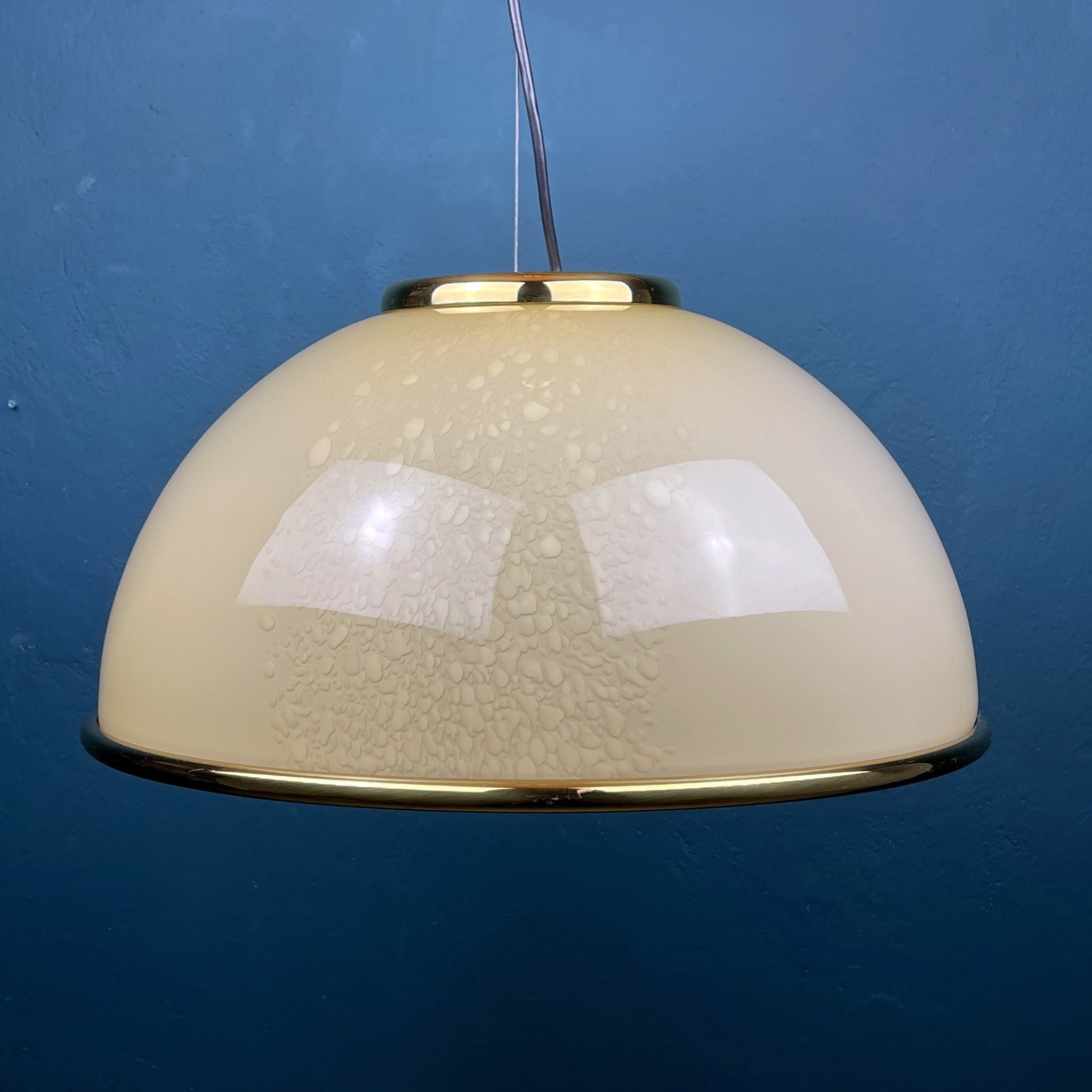 Vintage F.Fabbian Murano Glass Pendant Lamp: Beige Mid-Century Lighting