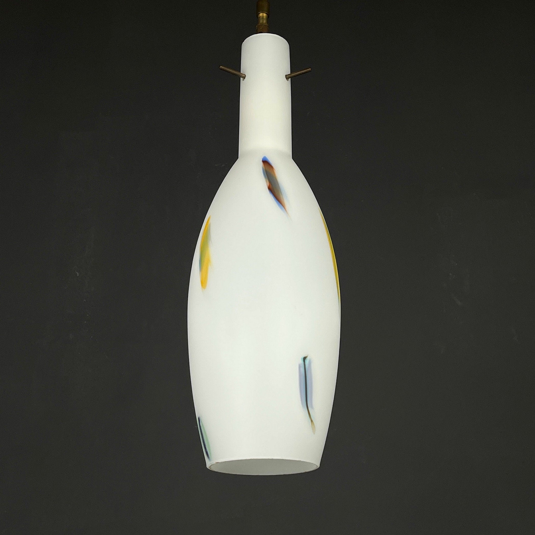 Multicolor opaline murano glass pendant lamp by Stilnovo, Italy 1950s, Mid-century modern