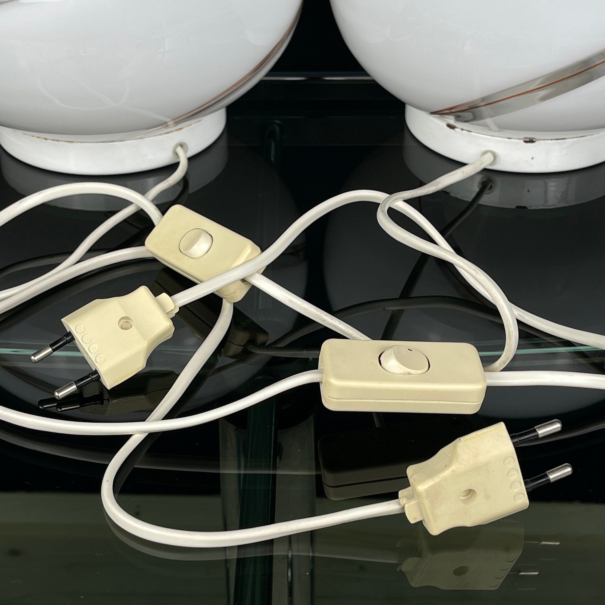 Vintage Murano Glass Table Lamps: Italian Mid-Century Modern Sphere, Set of 2