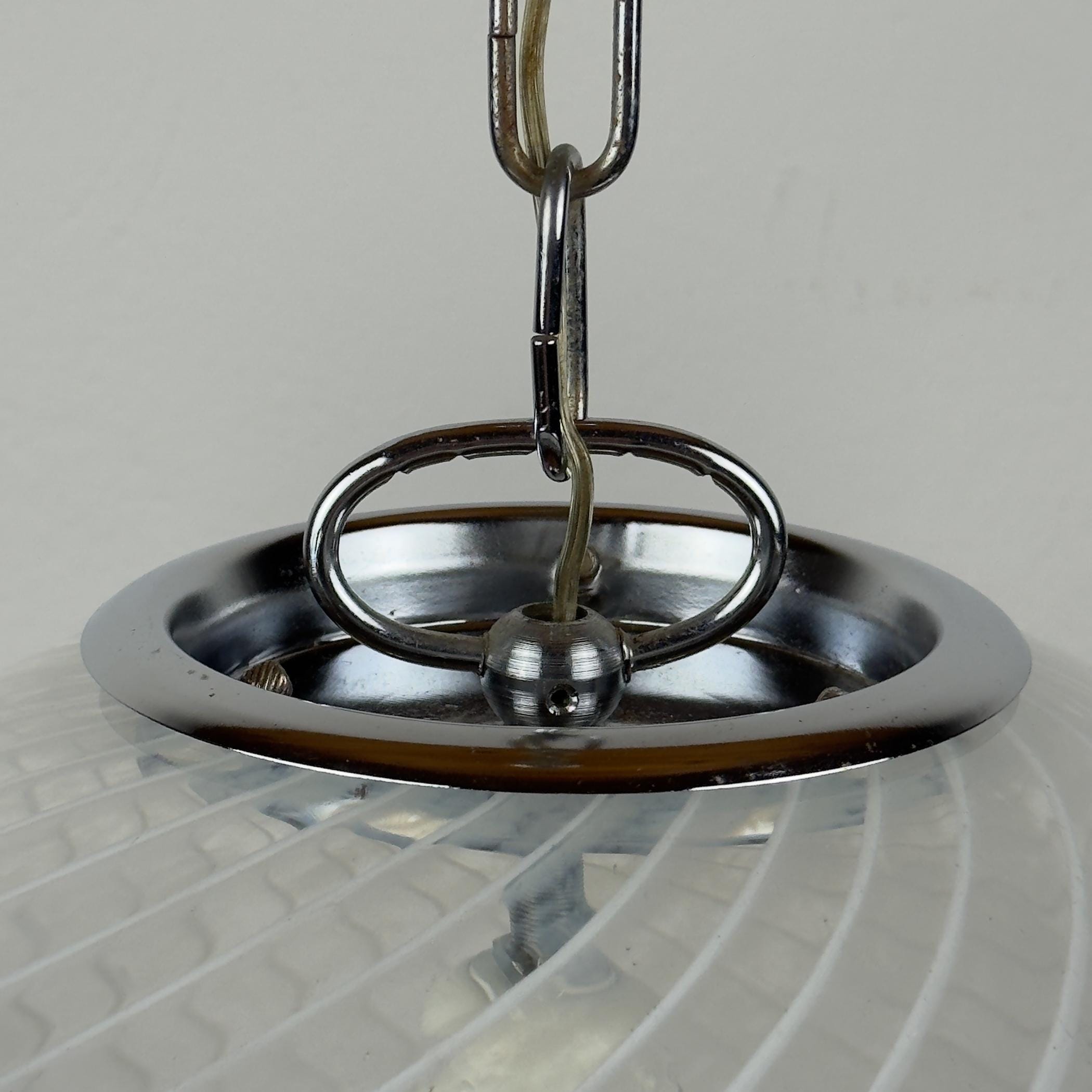Vintage swirl murano pendant lamp, Italy 1970s