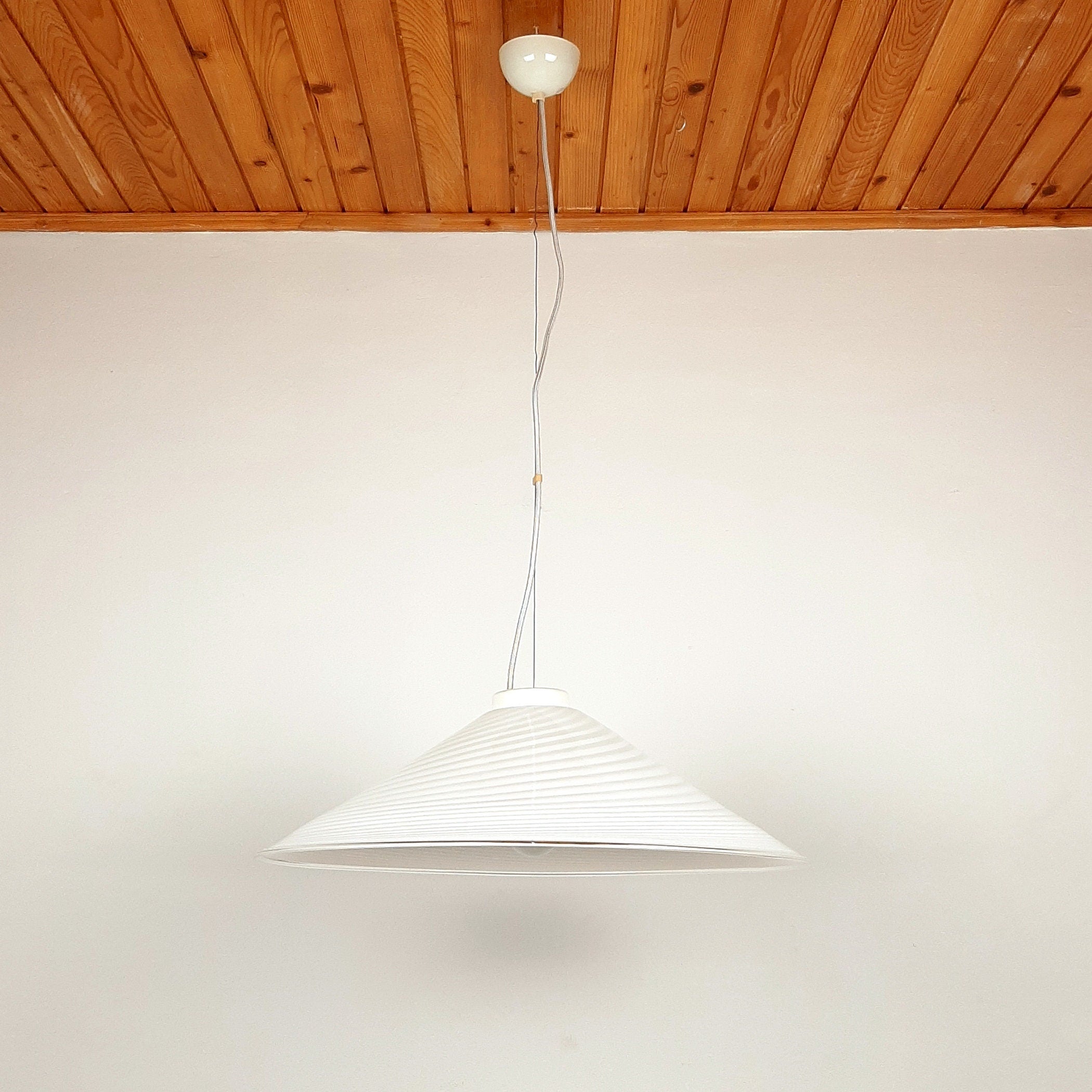 Retro swirl murano glass pendant lamp Italy 1970s Mid-century light