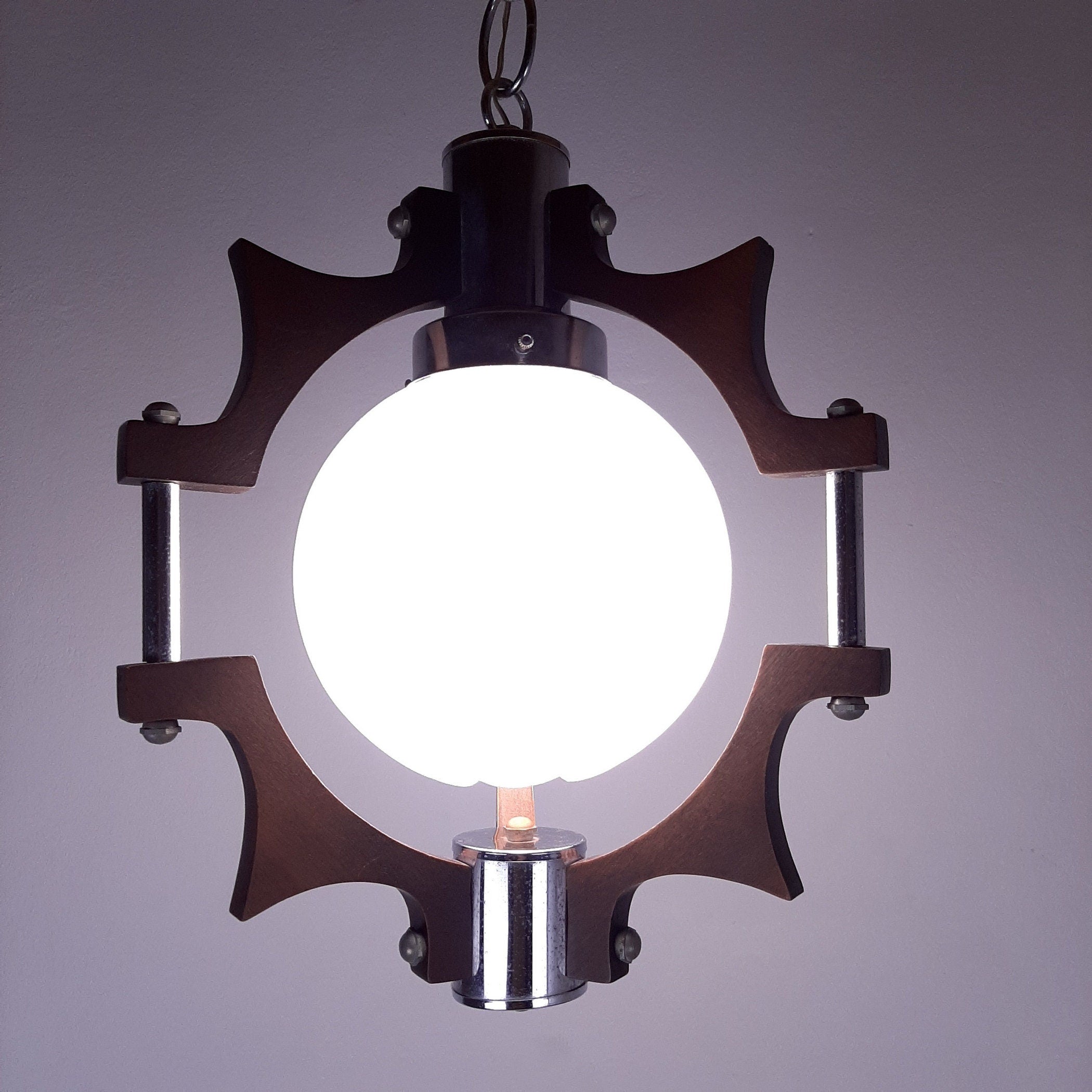 Vintage murano pendant lamp Mazzega Italy 1970s MCM Space Age