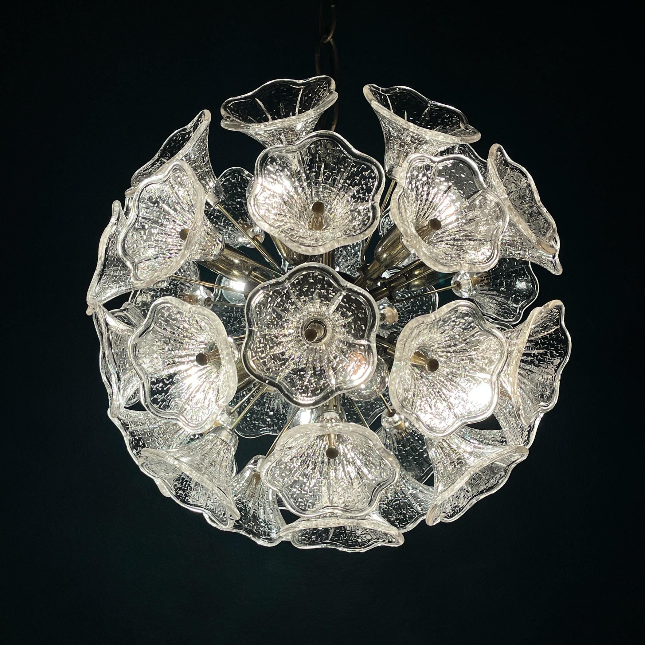 Large Murano chandelier Flower Sputnik by Paolo Venini for VeArt, Italy, 1960s