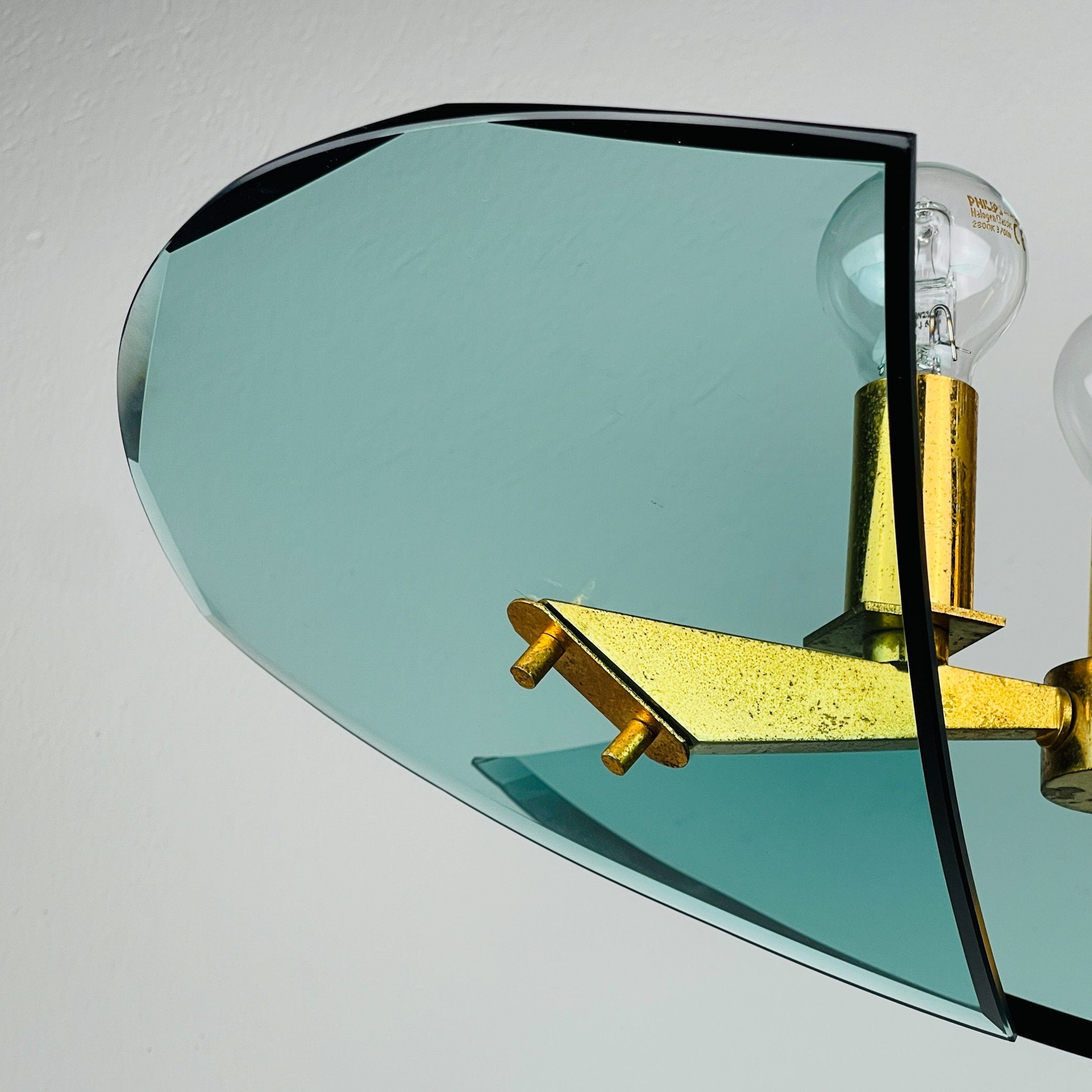Vintage art glass pendant lamp by Fontana Arte, Italy 1950s, Art deco, MCM