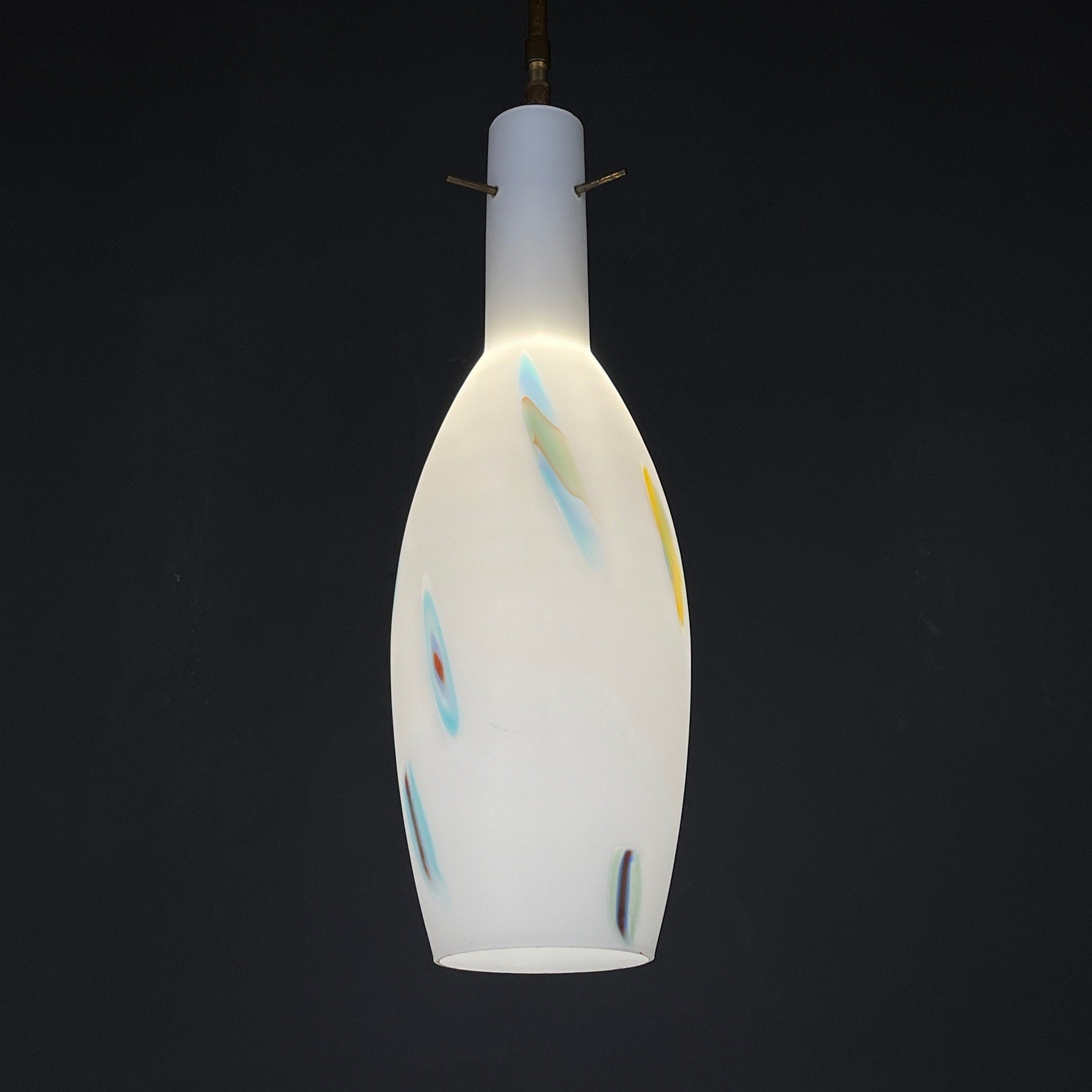 Multicolor opaline murano glass pendant lamp by Stilnovo, Italy 1950s, Mid-century modern