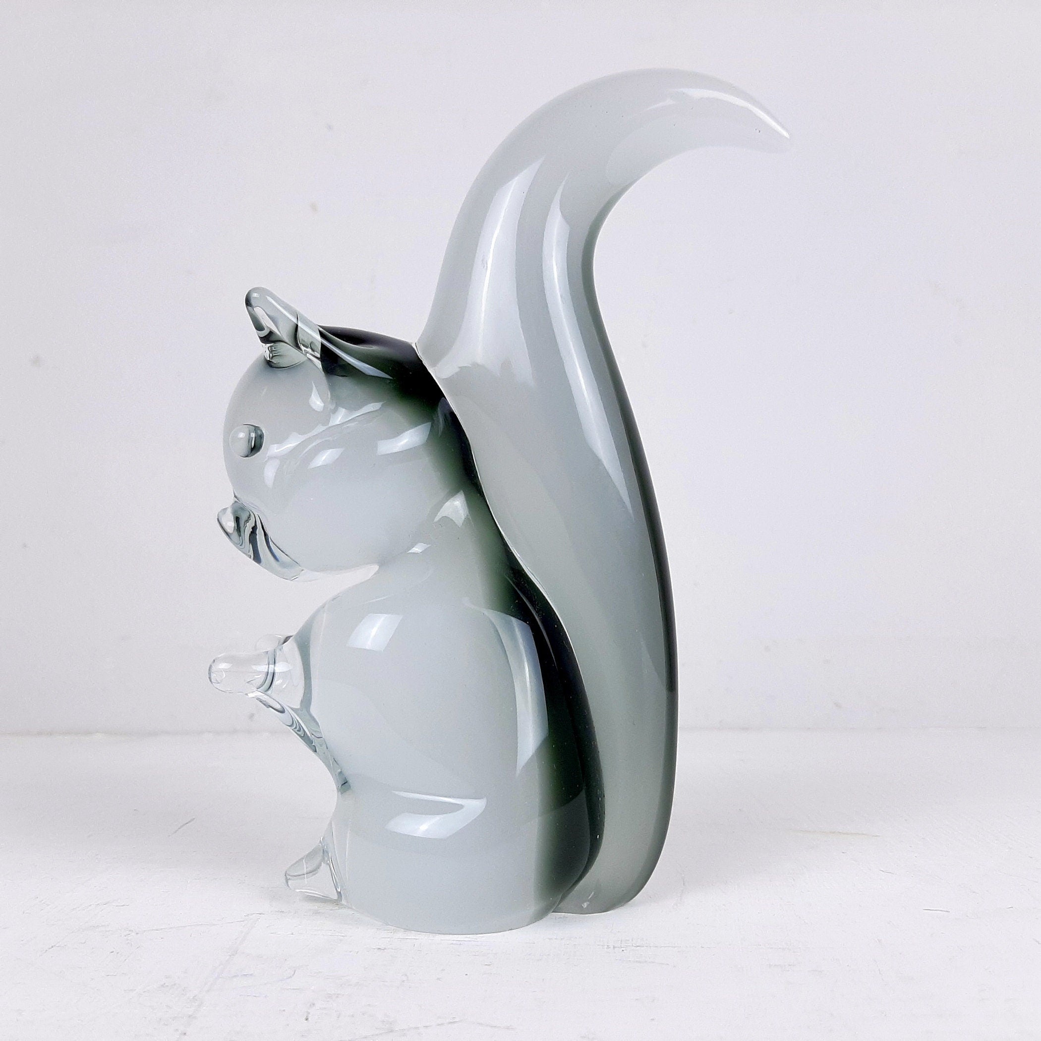 Murano Smokey Glass Squirrel Sculpture - V. Nasson Italy 1970s