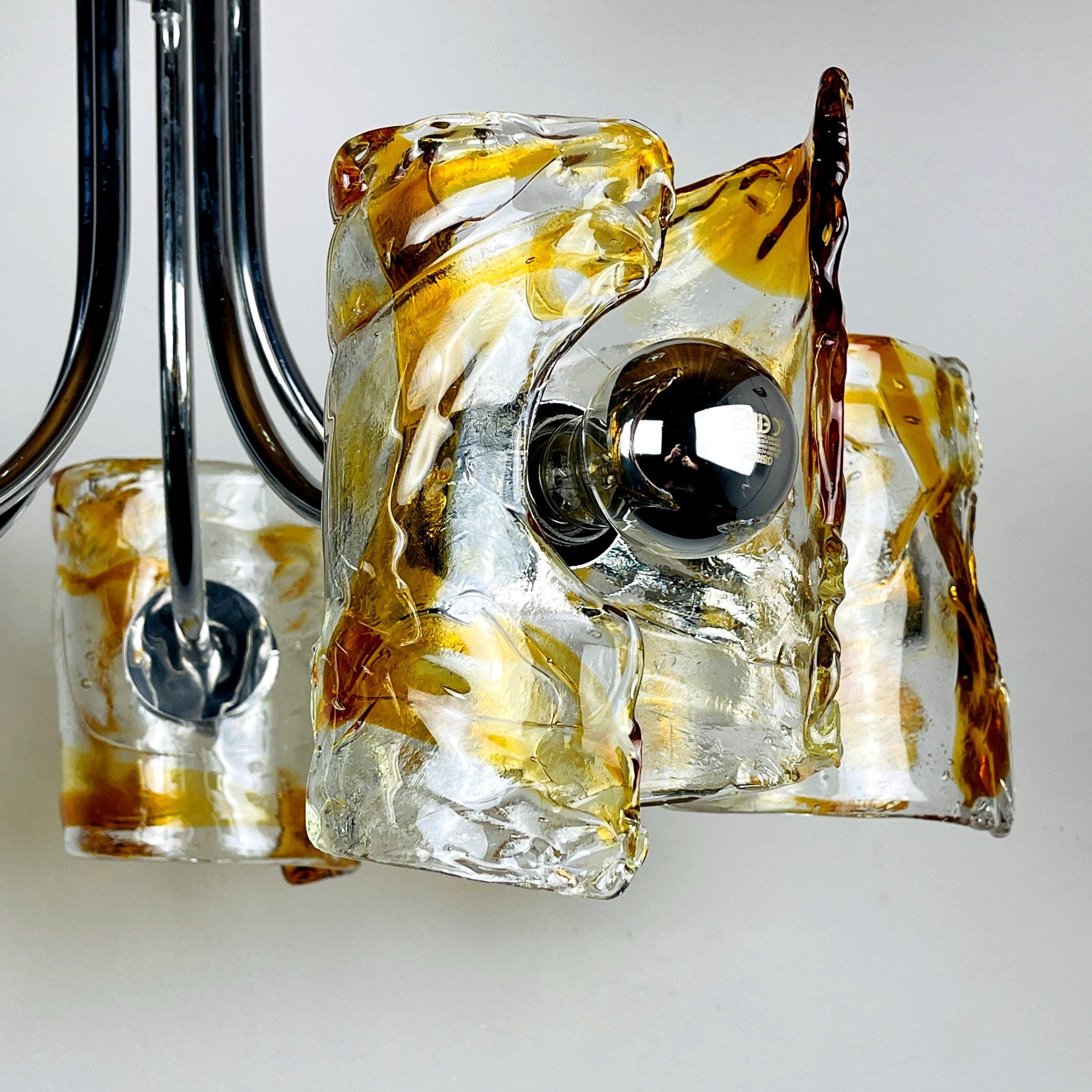 Vintage Murano chandelier Mazzega by Toni Zuccheri, Italy 1970s, Mid-century, Space age