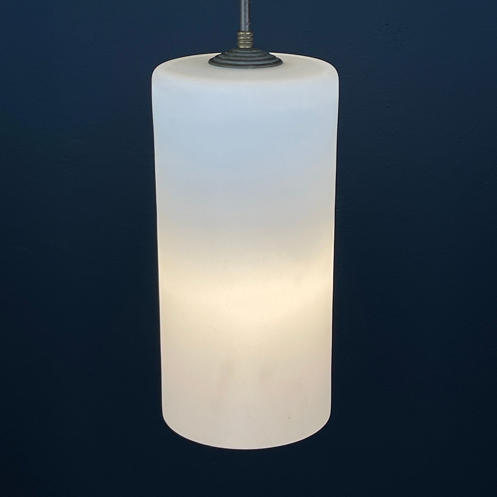 Mid-century opalin glass pendant lamp Italy 1960s Industrial italian lighting