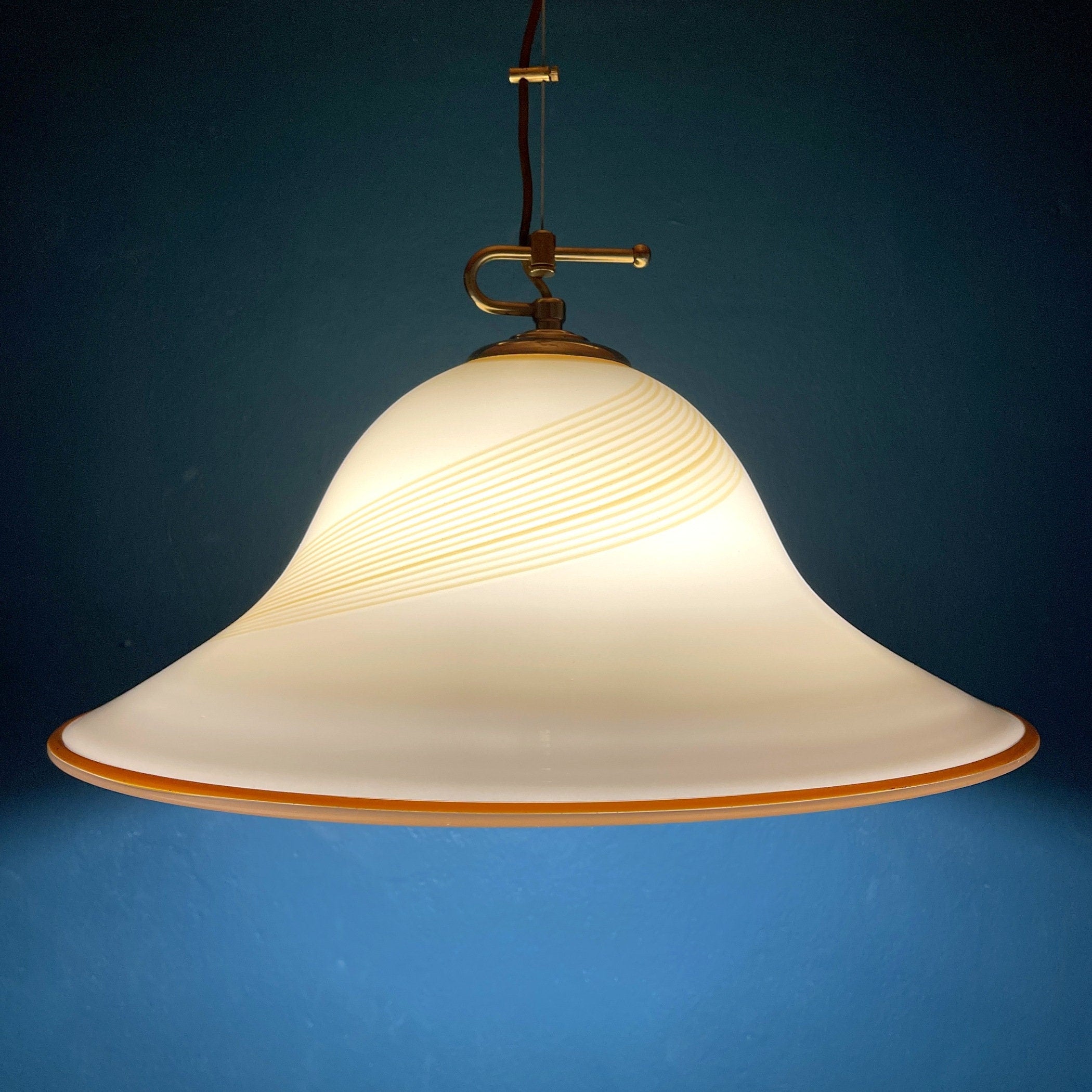 Vintage De Majo Murano Glass Pendant Lamp: Beige Mid-Century Lighting
