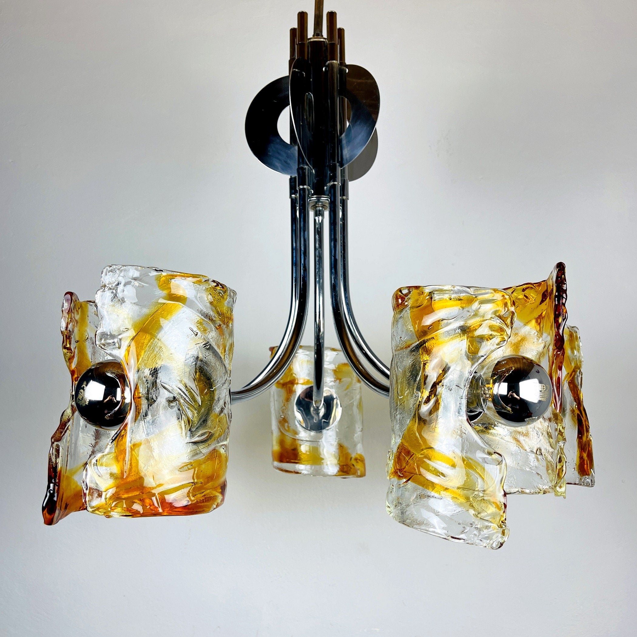 Vintage Murano chandelier Mazzega by Toni Zuccheri, Italy 1970s, Mid-century, Space age