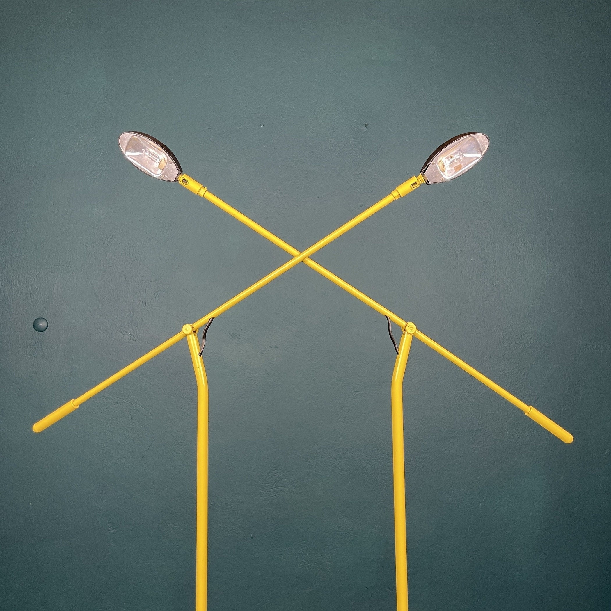 Pair of yellow floor lamps Yugoslavia 1960s Industrial Mid-century lighting Space age