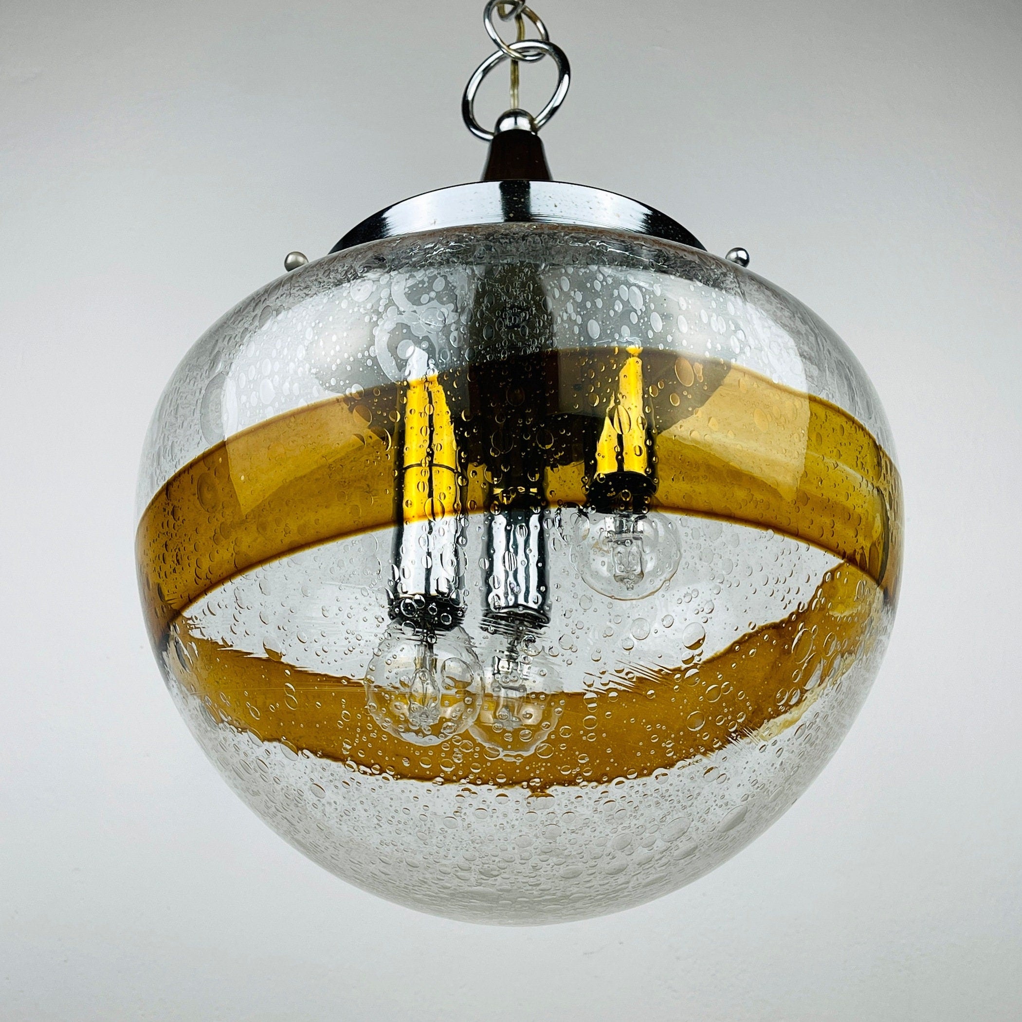 Murano glass pendant lamp  Italy 1970s Space age Mid-century modern italian lighting